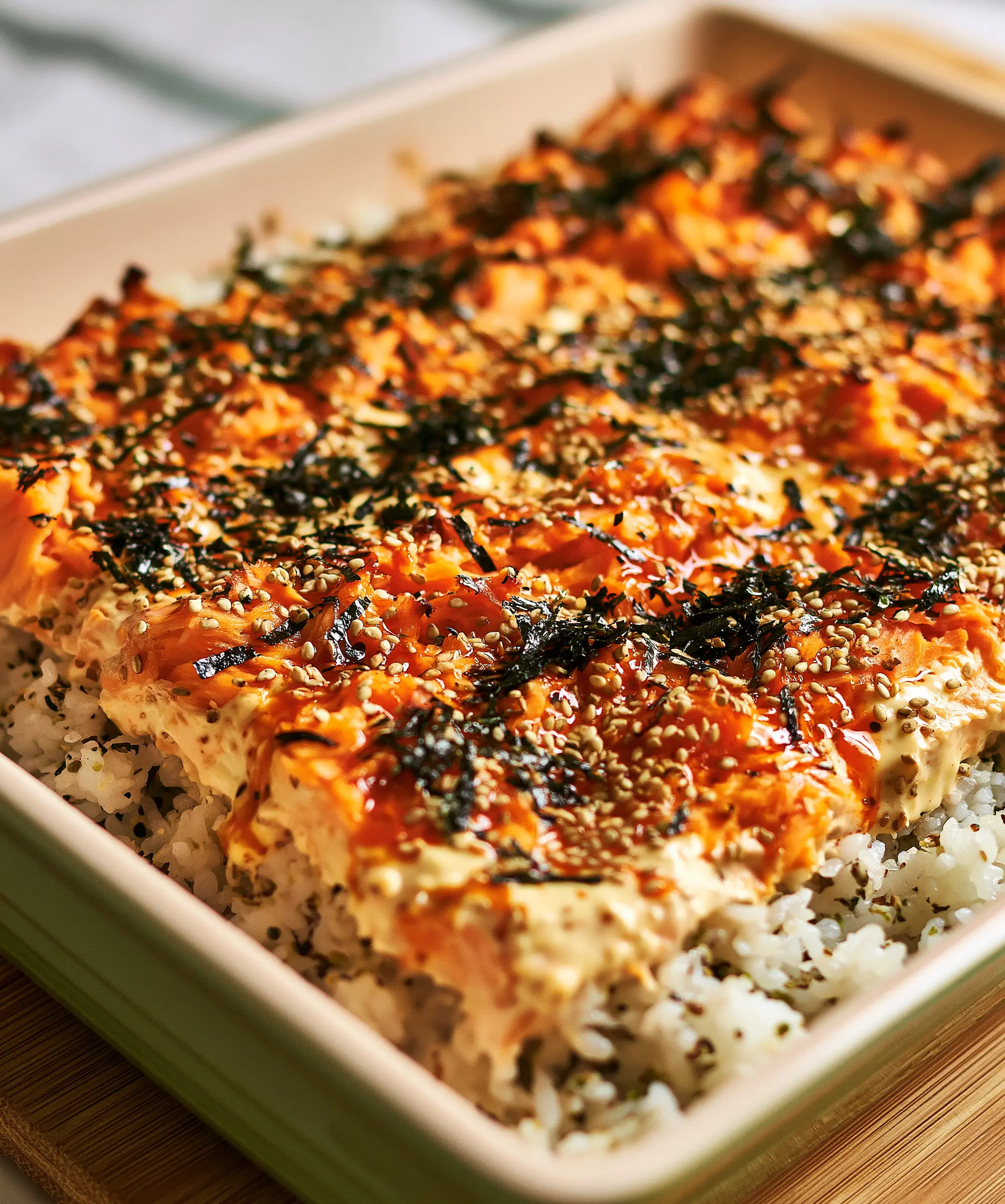 Quick and Easy 30-Minute Salmon Sushi Bake — homemade Salmon Sushi Bake recipe