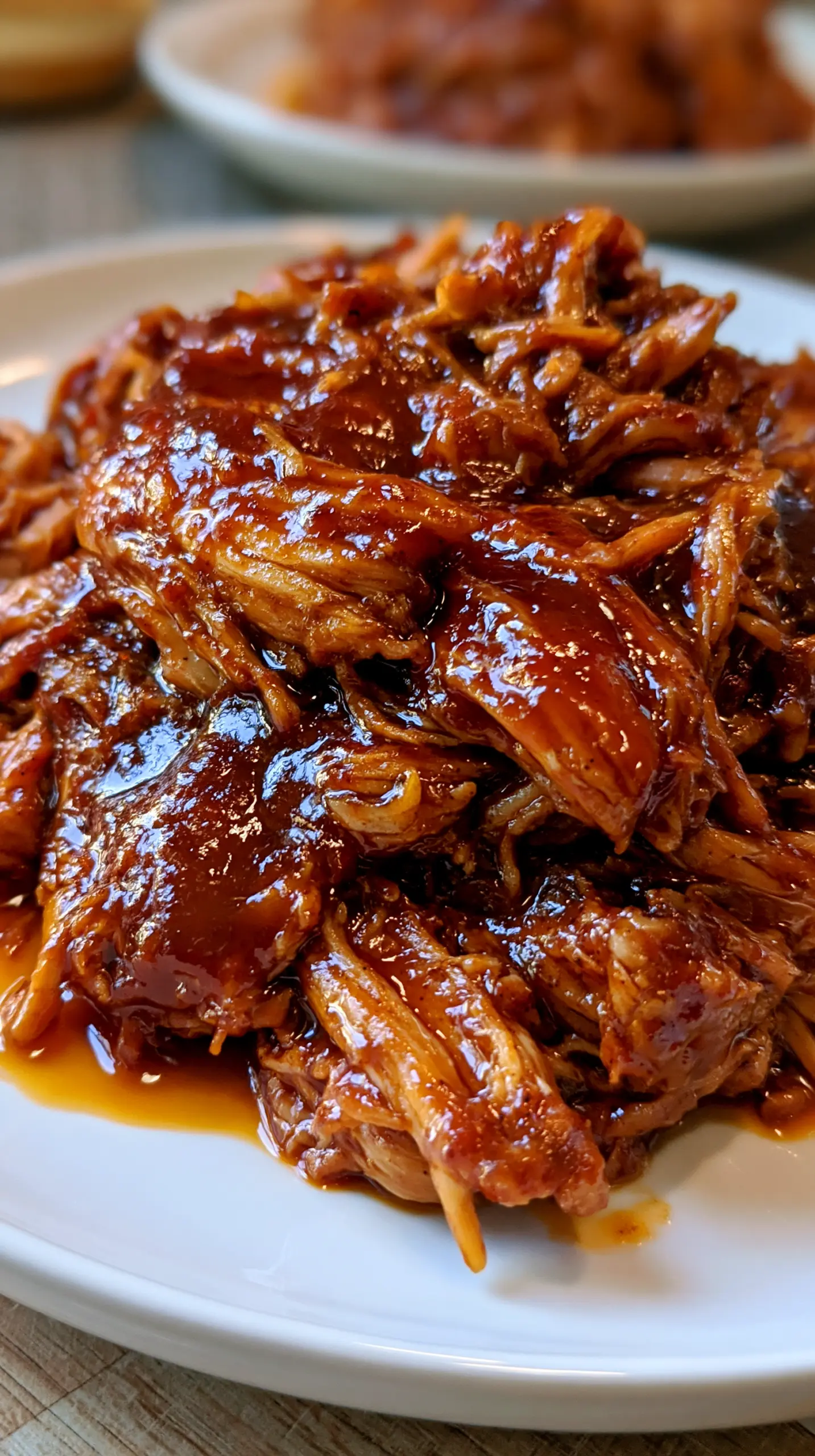 Serving suggestion for Slow Cooker Sweet Hickory BBQ Pulled Chicken — slow cooker BBQ pulled chicken