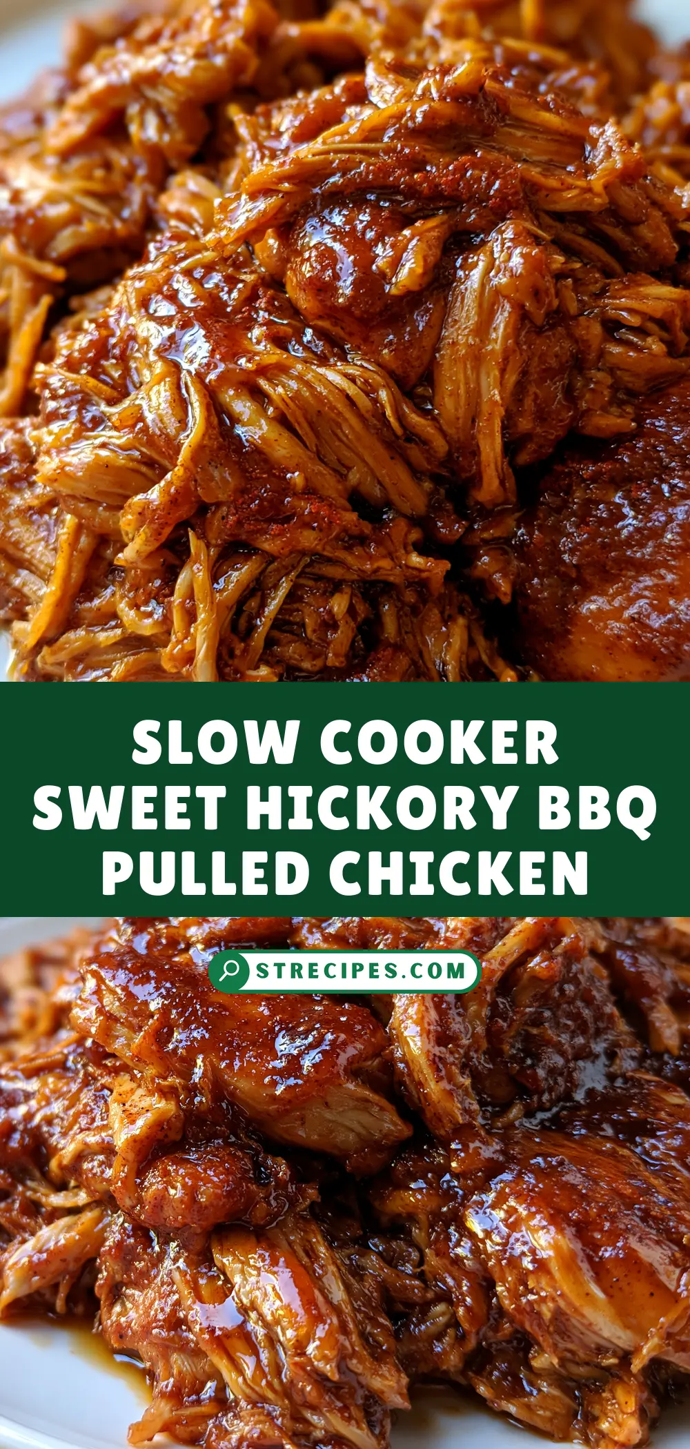 Slow Cooker Sweet Hickory BBQ Pulled Chicken — homemade slow cooker BBQ pulled chicken recipe