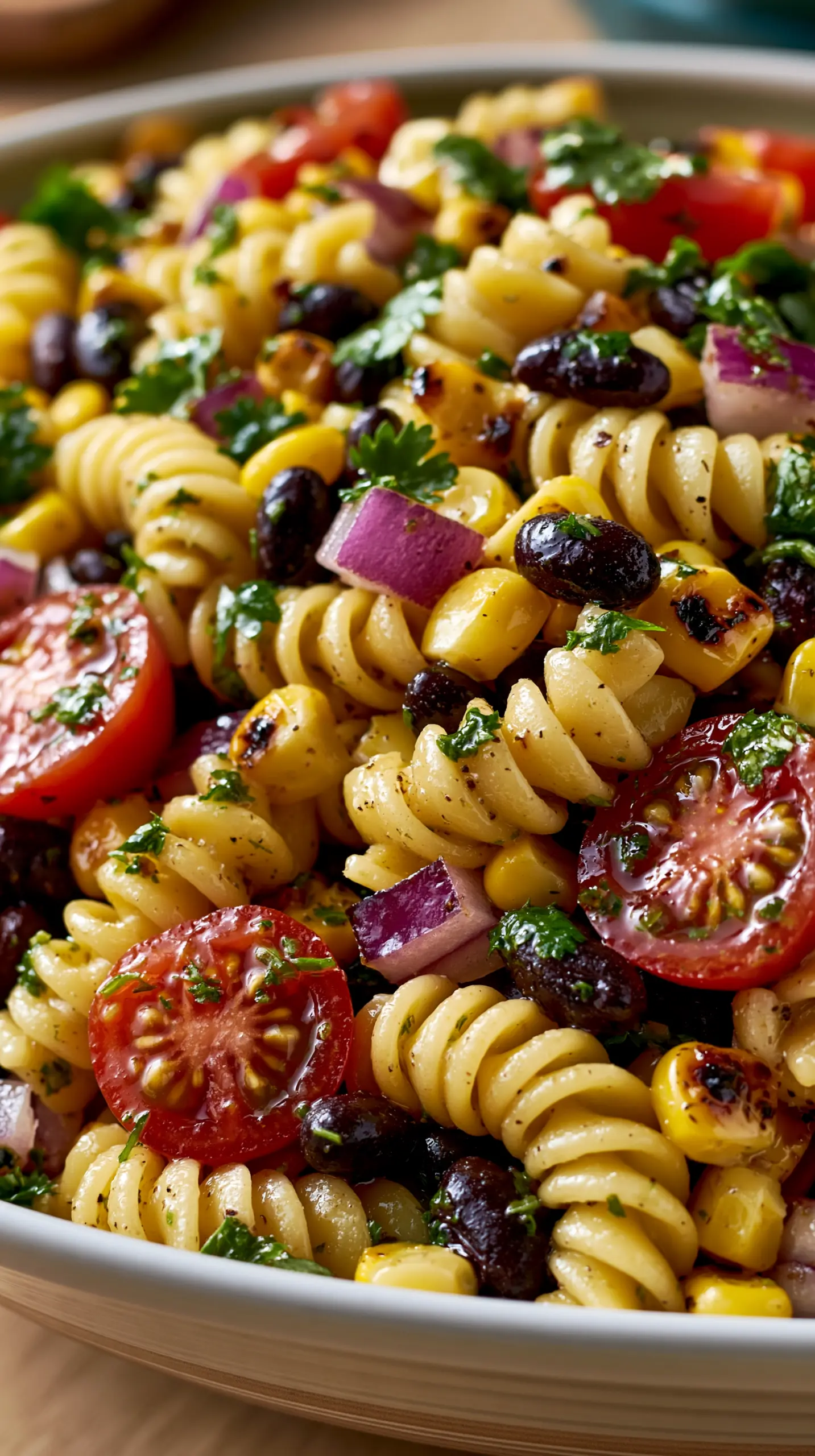 Step-by-step preparation of Southwest Black Bean and Corn Pasta Salad (Southwest black bean and corn pasta salad)