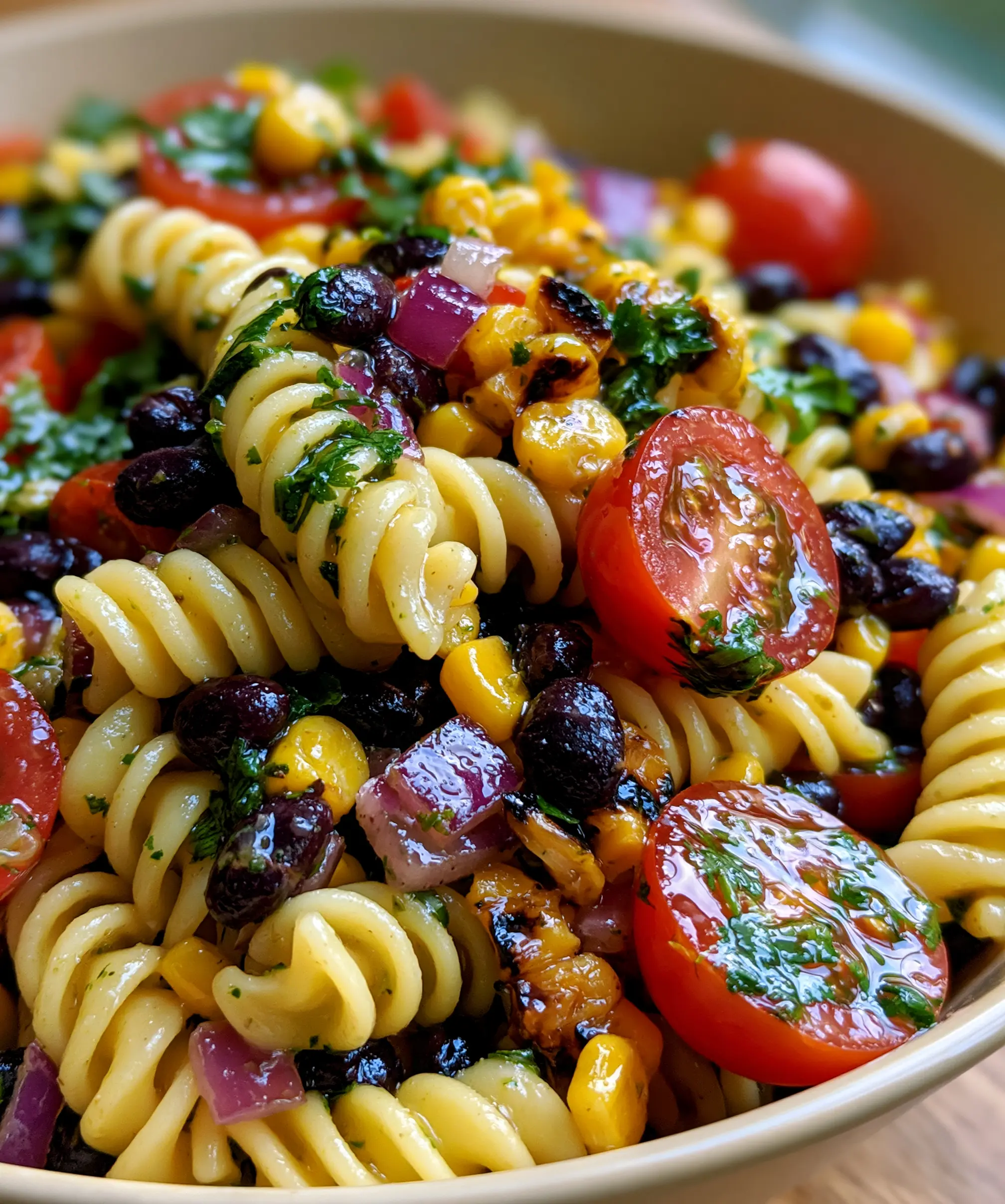 Southwest Black Bean and Corn Pasta Salad — homemade Southwest black bean and corn pasta salad recipe