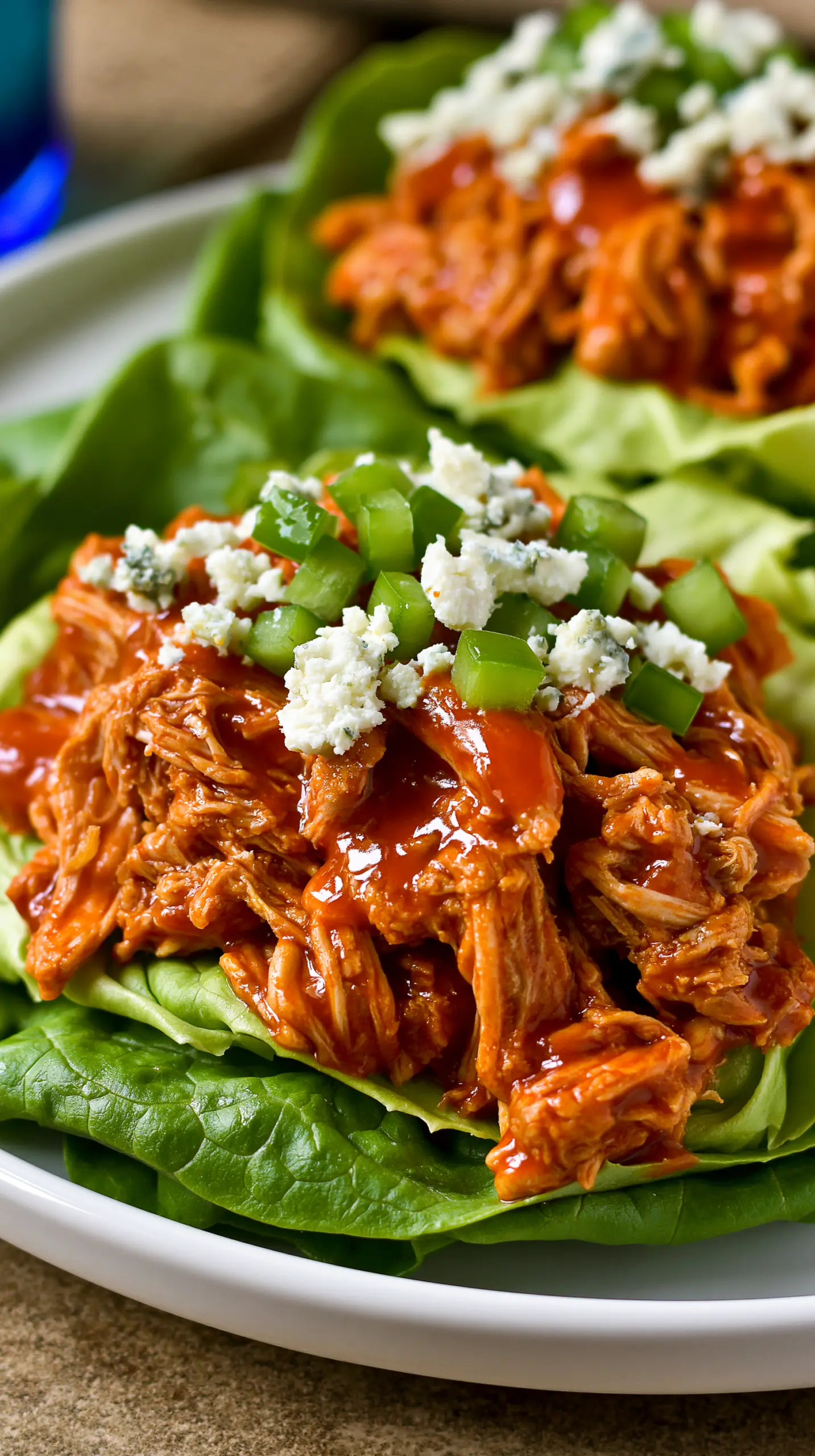 Spicy Buffalo Pulled Chicken Lettuce Wraps Step-by-step preparation of Spicy Buffalo Pulled Chicken Lettuce Wraps (buffalo chicken lettuce wraps)