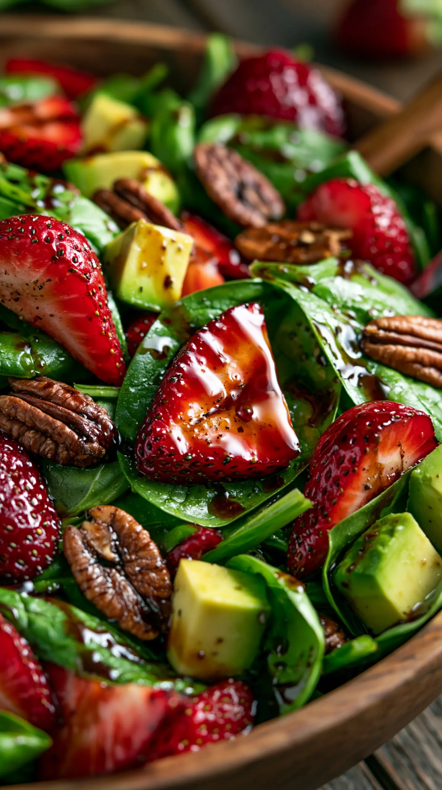 Serving suggestion for Summer Strawberry Spinach Salad with Avocado — Summer Strawberry Spinach Salad