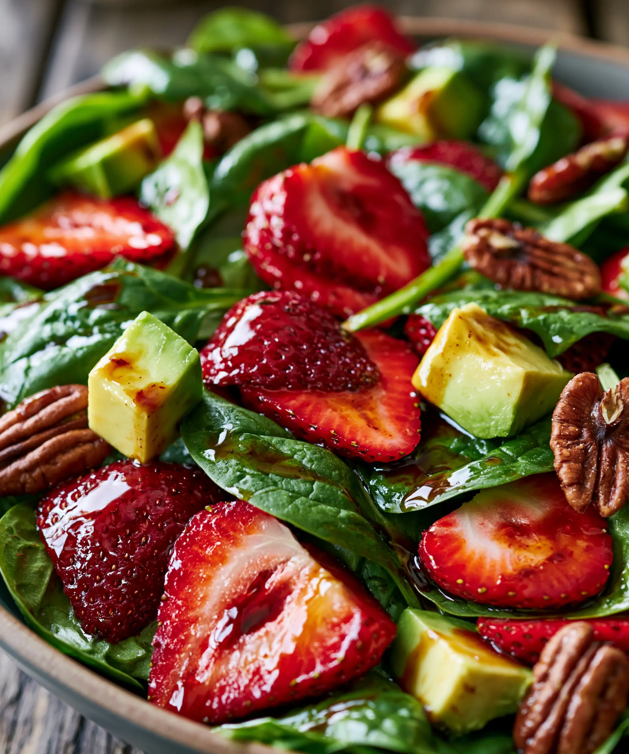 Summer Strawberry Spinach Salad with Avocado — homemade Summer Strawberry Spinach Salad recipe