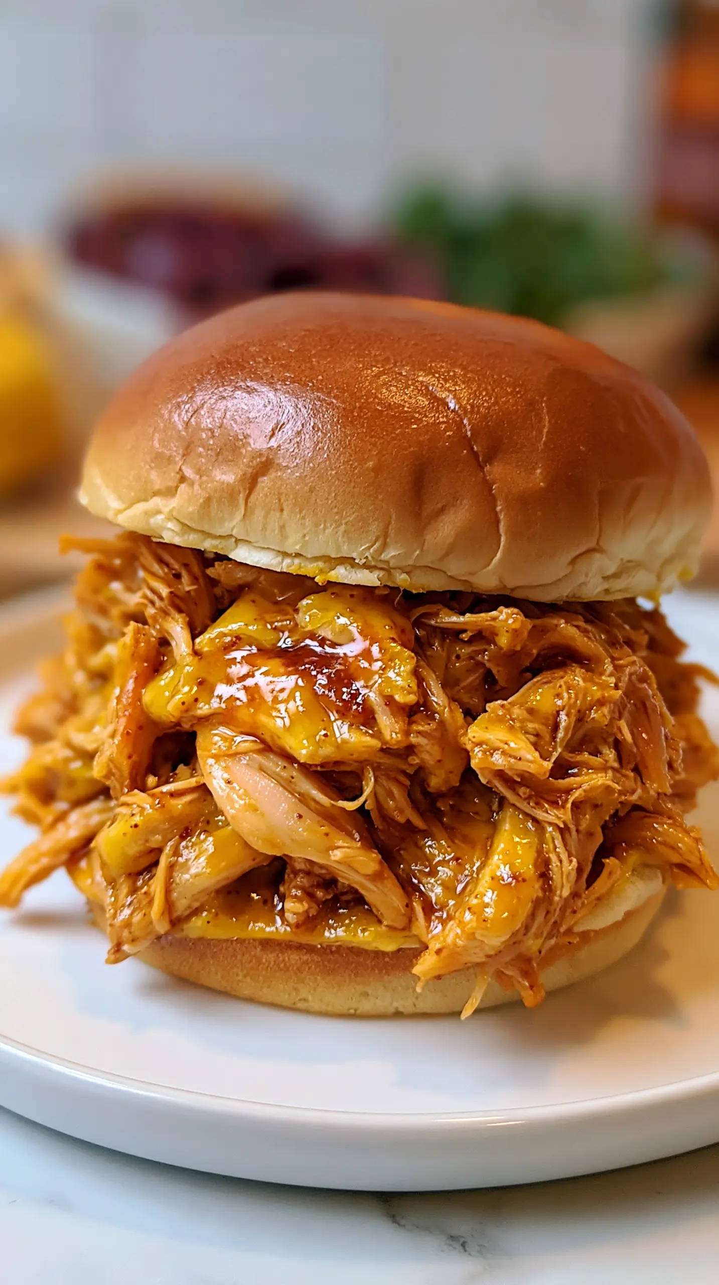 Tangy Mustard BBQ Pulled Chicken Sandwiches Step-by-step preparation of Tangy Mustard BBQ Pulled Chicken Sandwiches (mustard BBQ pulled chicken)