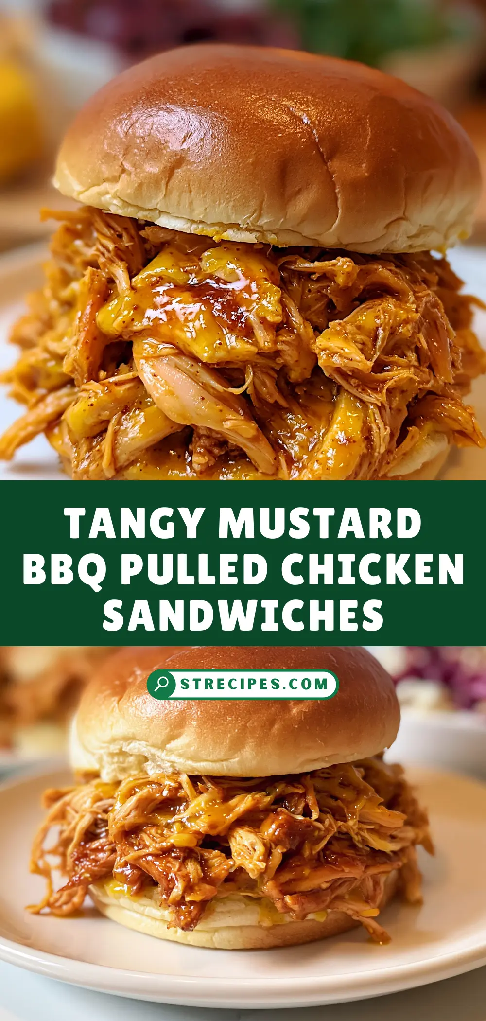 Tangy Mustard BBQ Pulled Chicken Sandwiches Tangy Mustard BBQ Pulled Chicken Sandwiches — homemade mustard BBQ pulled chicken recipe