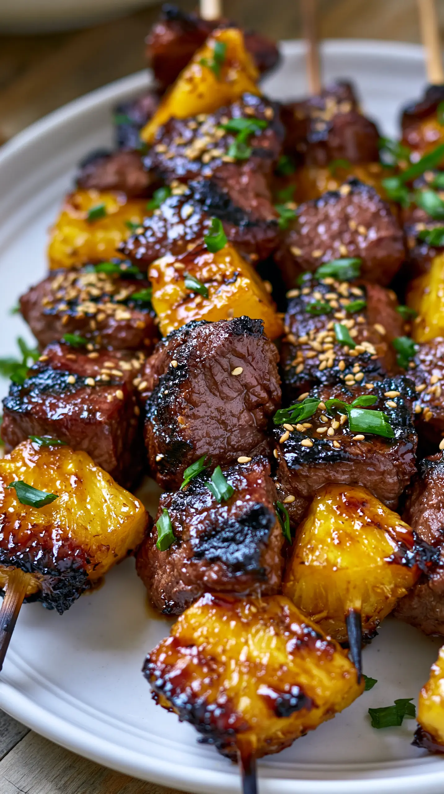 Teriyaki Grilled Beef Skewers with Pineapple Step-by-step preparation of Teriyaki Grilled Beef Skewers with Pineapple (Teriyaki Grilled Beef Skewers)