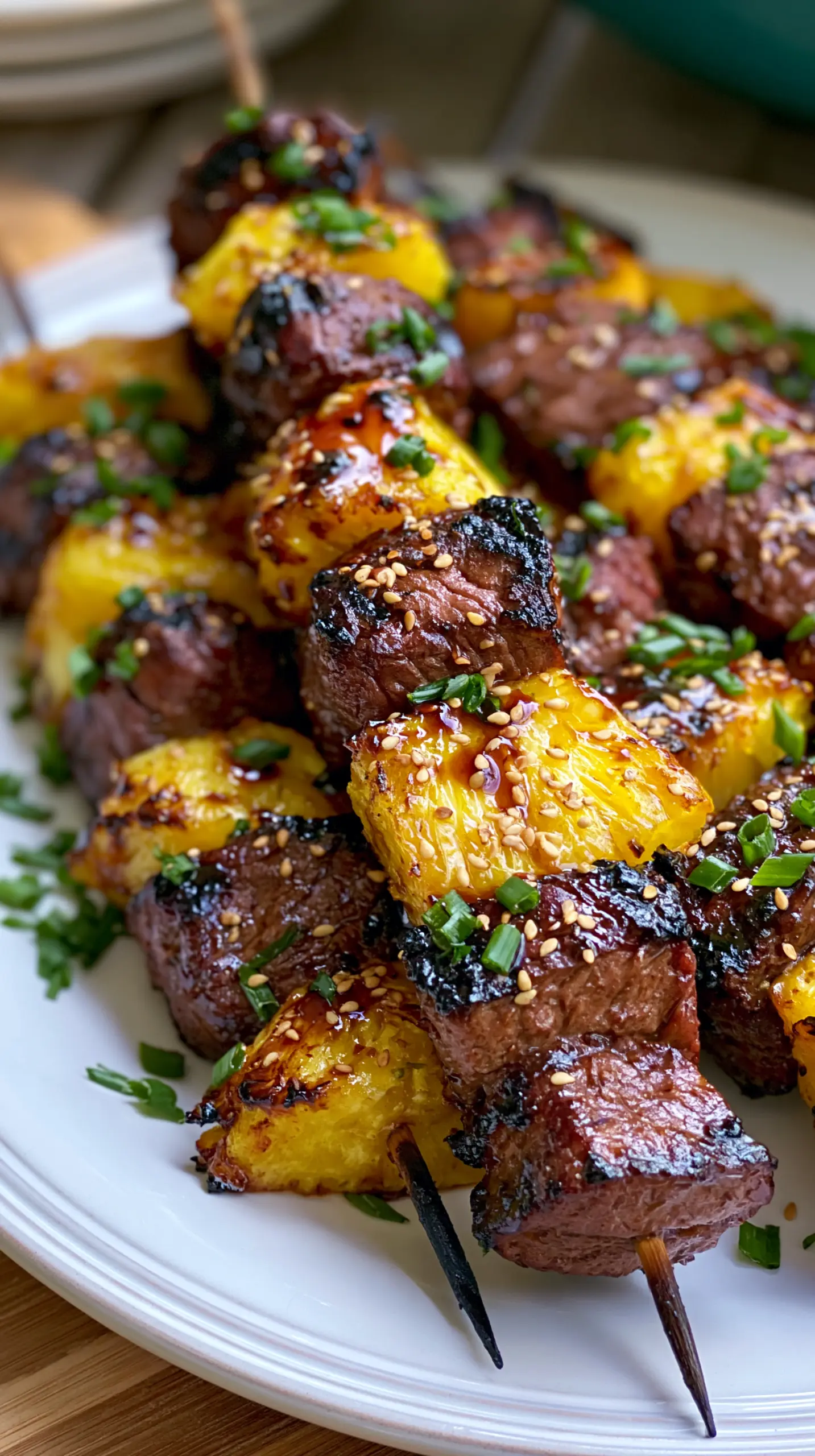 Teriyaki Grilled Beef Skewers with Pineapple Serving suggestion for Teriyaki Grilled Beef Skewers with Pineapple — Teriyaki Grilled Beef Skewers