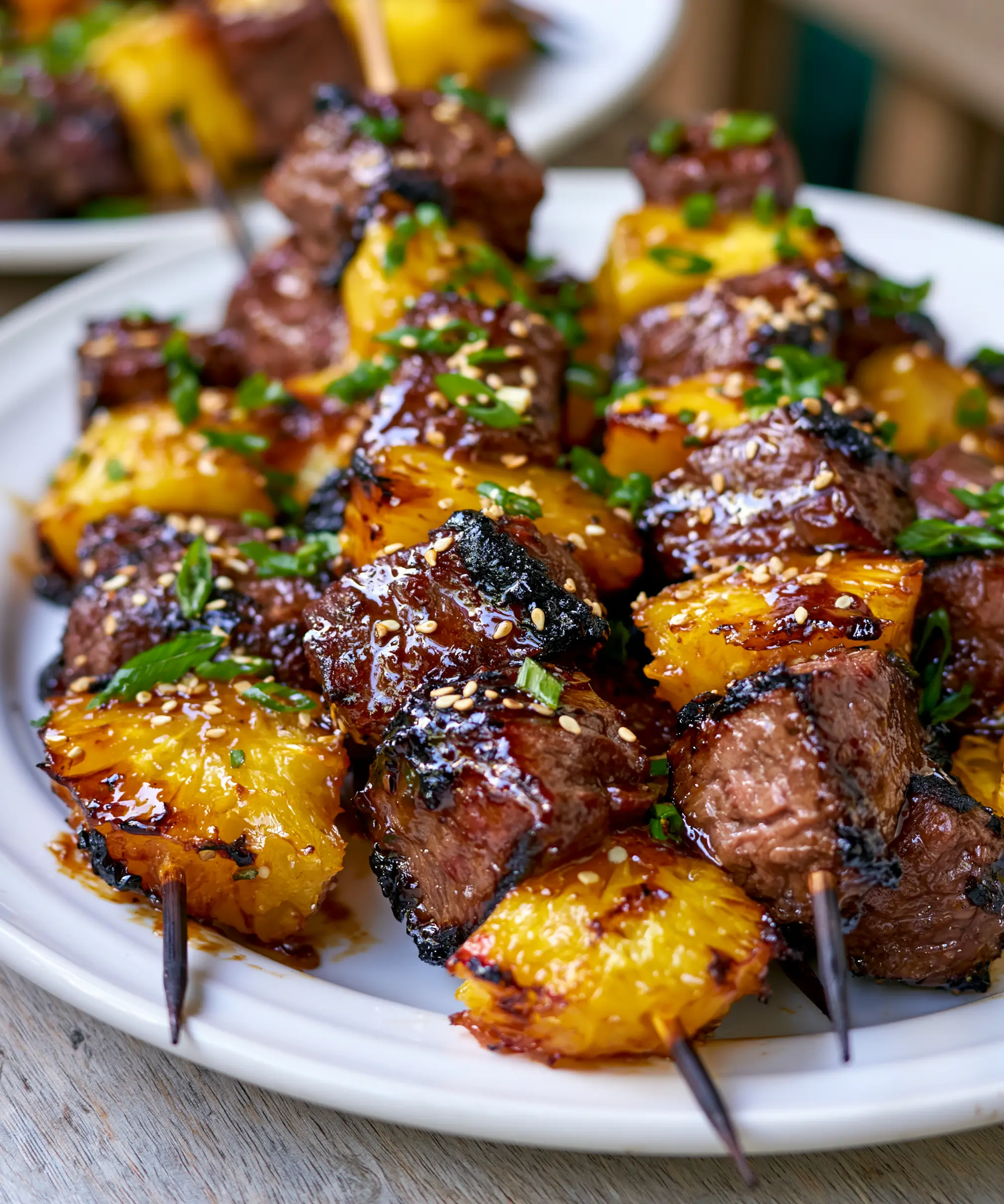 Teriyaki Grilled Beef Skewers with Pineapple — homemade Teriyaki Grilled Beef Skewers recipe