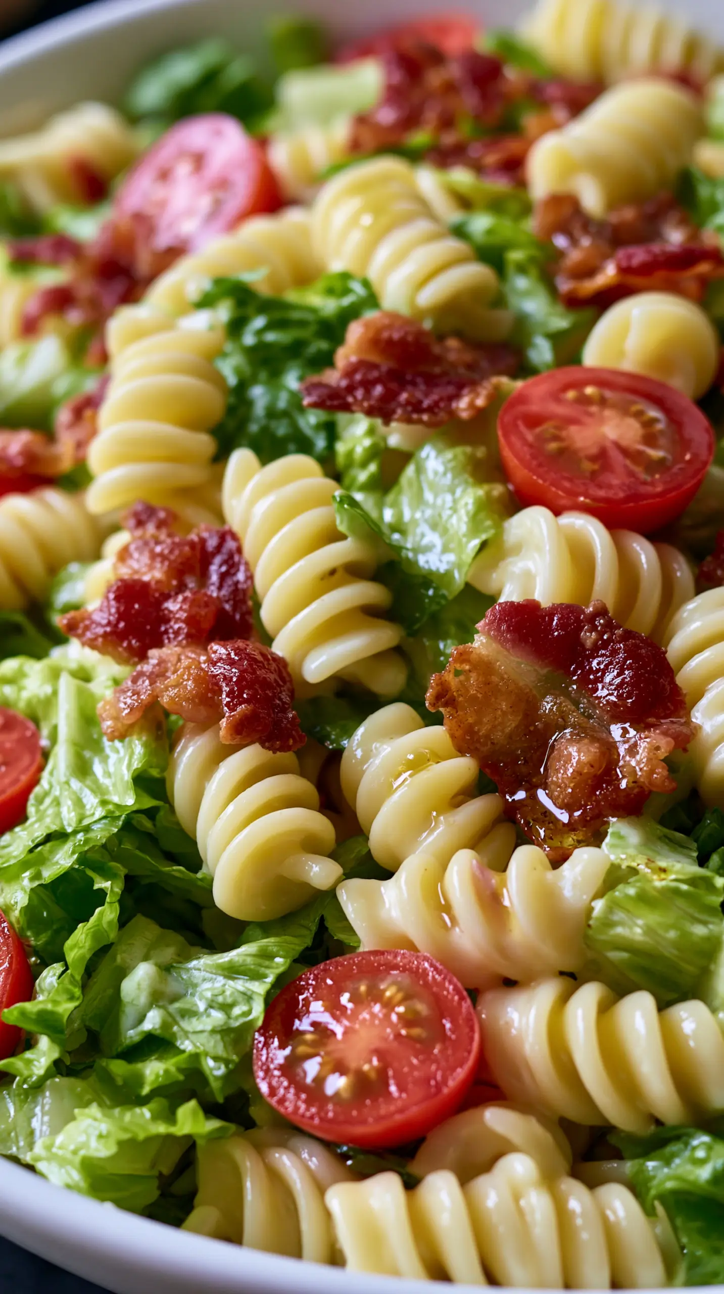 Step-by-step preparation of Ultimate Turkey Bacon BLT Pasta Salad (Turkey Bacon BLT Pasta Salad)
