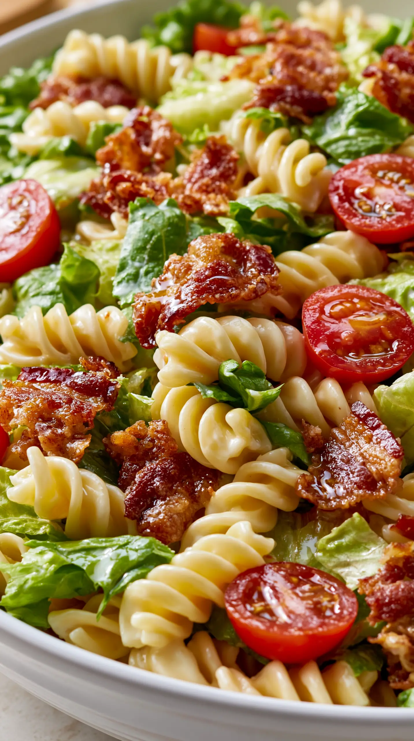 Serving suggestion for Ultimate Turkey Bacon BLT Pasta Salad — Turkey Bacon BLT Pasta Salad