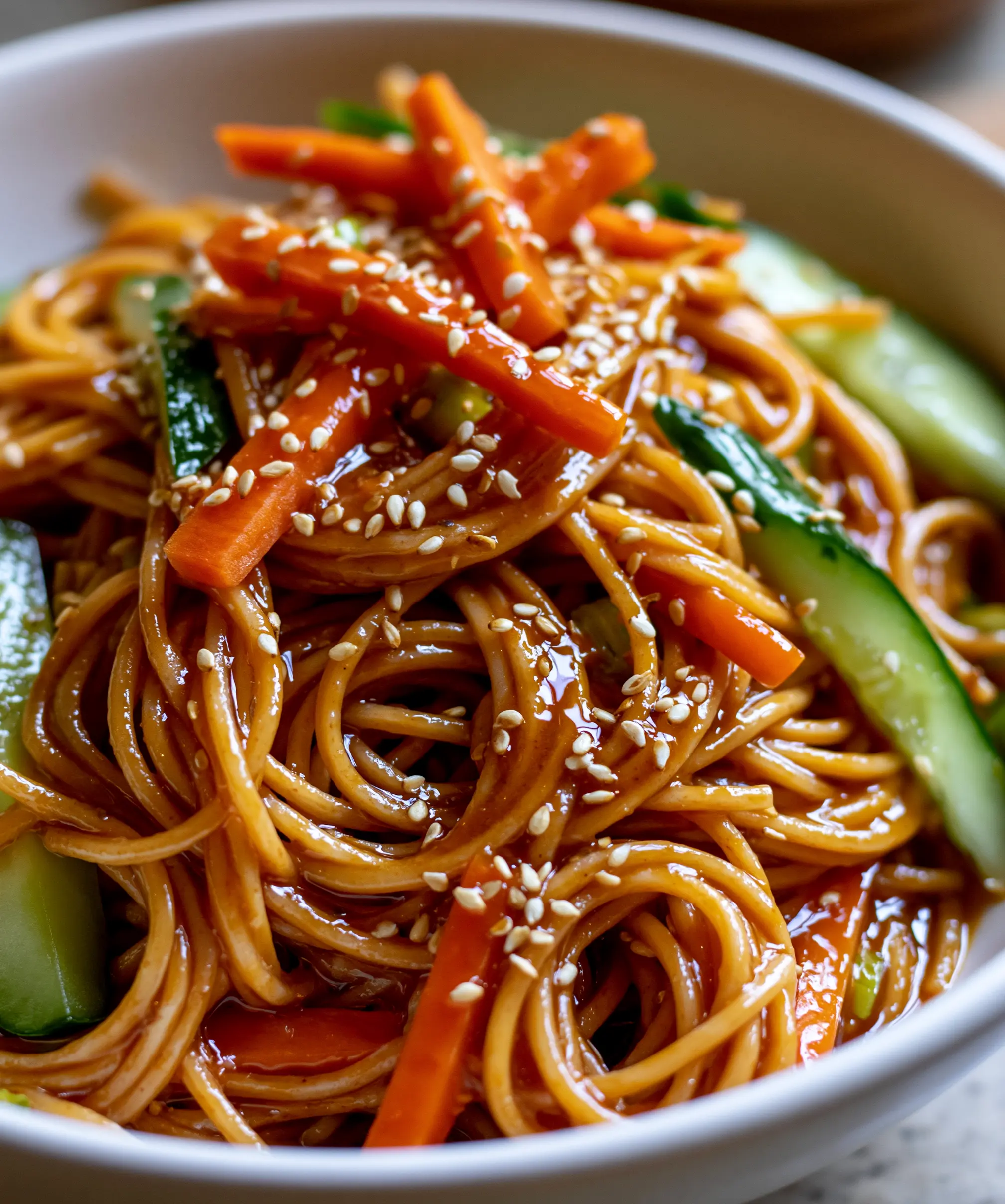 Vegan Cold Sesame Noodle Meal Prep Bowls — homemade vegan cold sesame noodles recipe