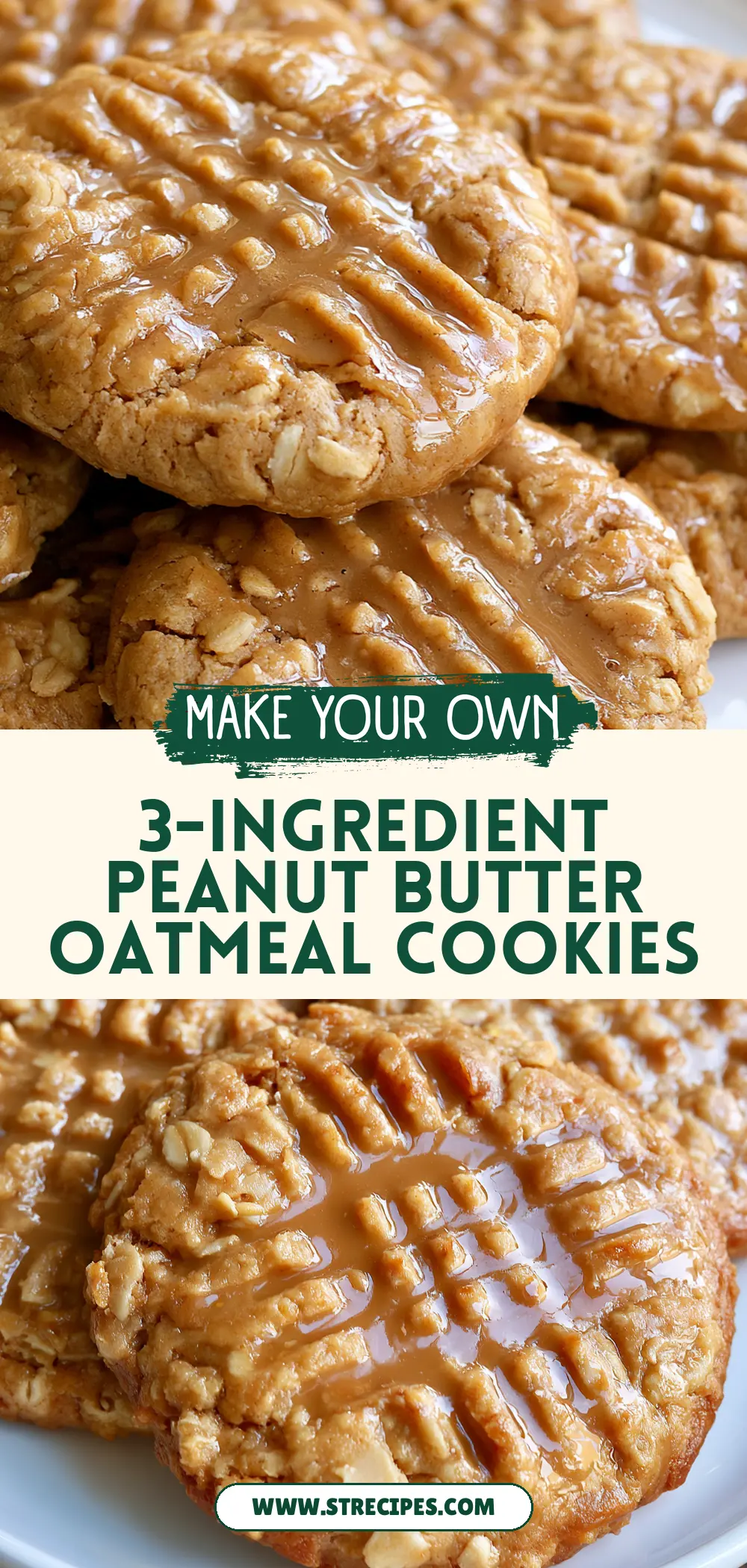 3-Ingredient Peanut Butter Oatmeal Cookies — homemade 3-Ingredient Peanut Butter recipe