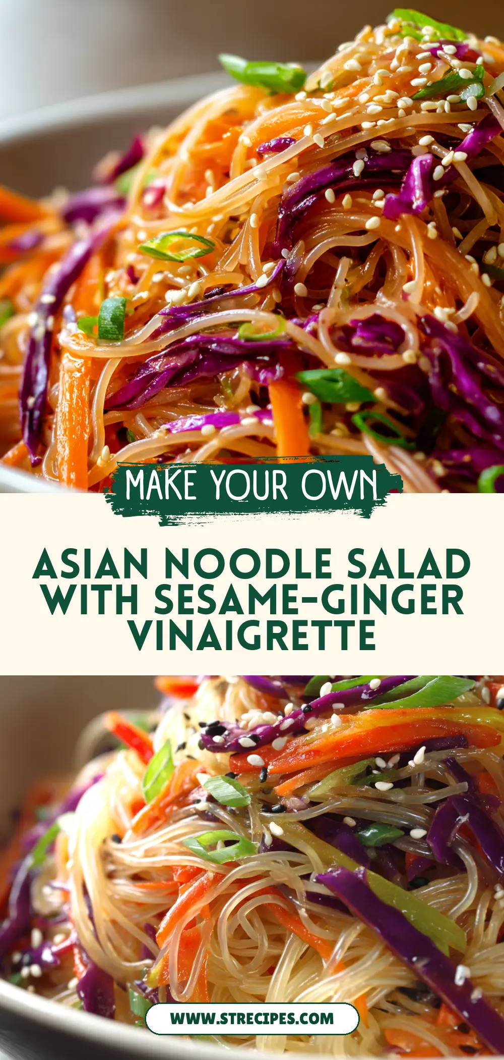 Asian Noodle Salad with Sesame-Ginger Vinaigrette Asian Noodle Salad with Sesame-Ginger Vinaigrette — homemade Asian Noodle Salad recipe