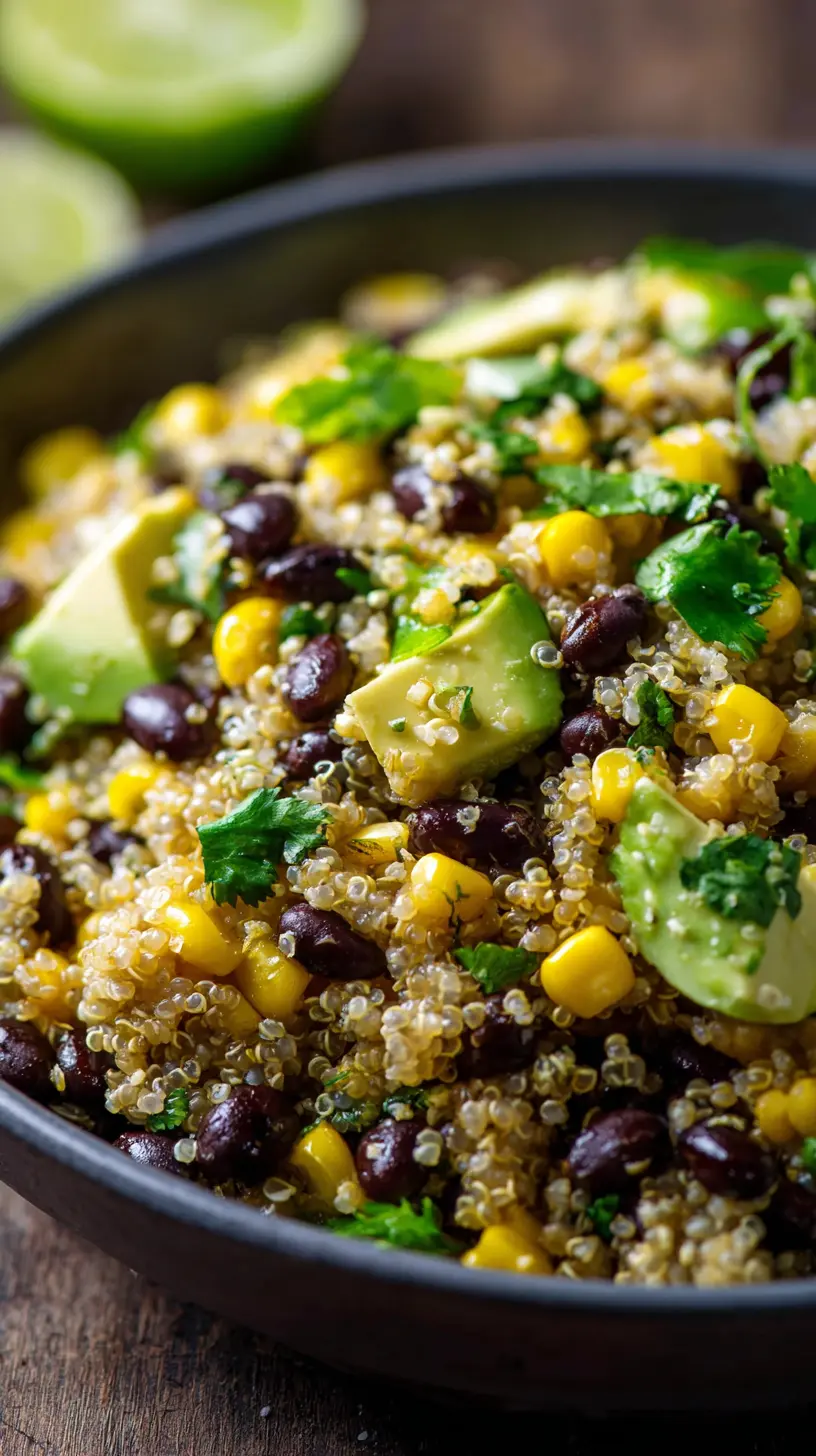 Black Bean, Corn, and Avocado Quinoa Salad Serving suggestion for Black Bean, Corn, and Avocado Quinoa Salad — Black Bean, Corn, and Avocado Quinoa Salad