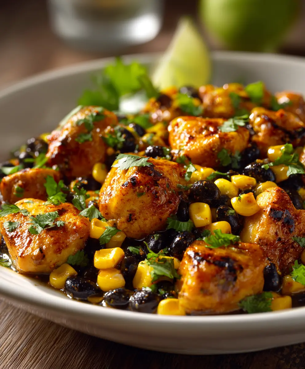 Black Bean Corn & Chicken Skillet — homemade Black Bean Corn & Chicken Skillet recipe
