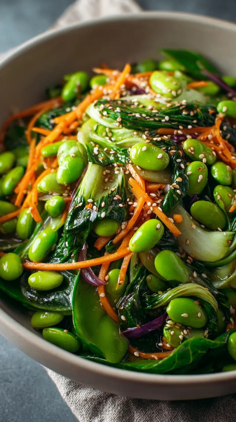 Bok Choy & Edamame Salad with Sesame Dressing Serving suggestion for Bok Choy & Edamame Salad with Sesame Dressing — Bok Choy Edamame Salad