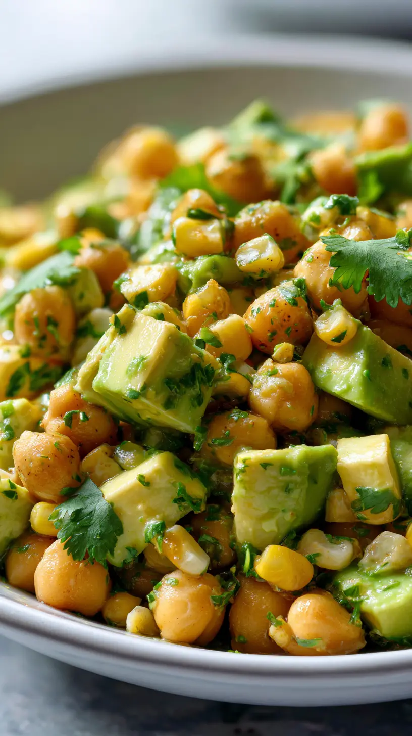 Step-by-step preparation of Chickpea Corn & Avocado Salad with Lime Dressing (Chickpea Corn & Avocado Salad)