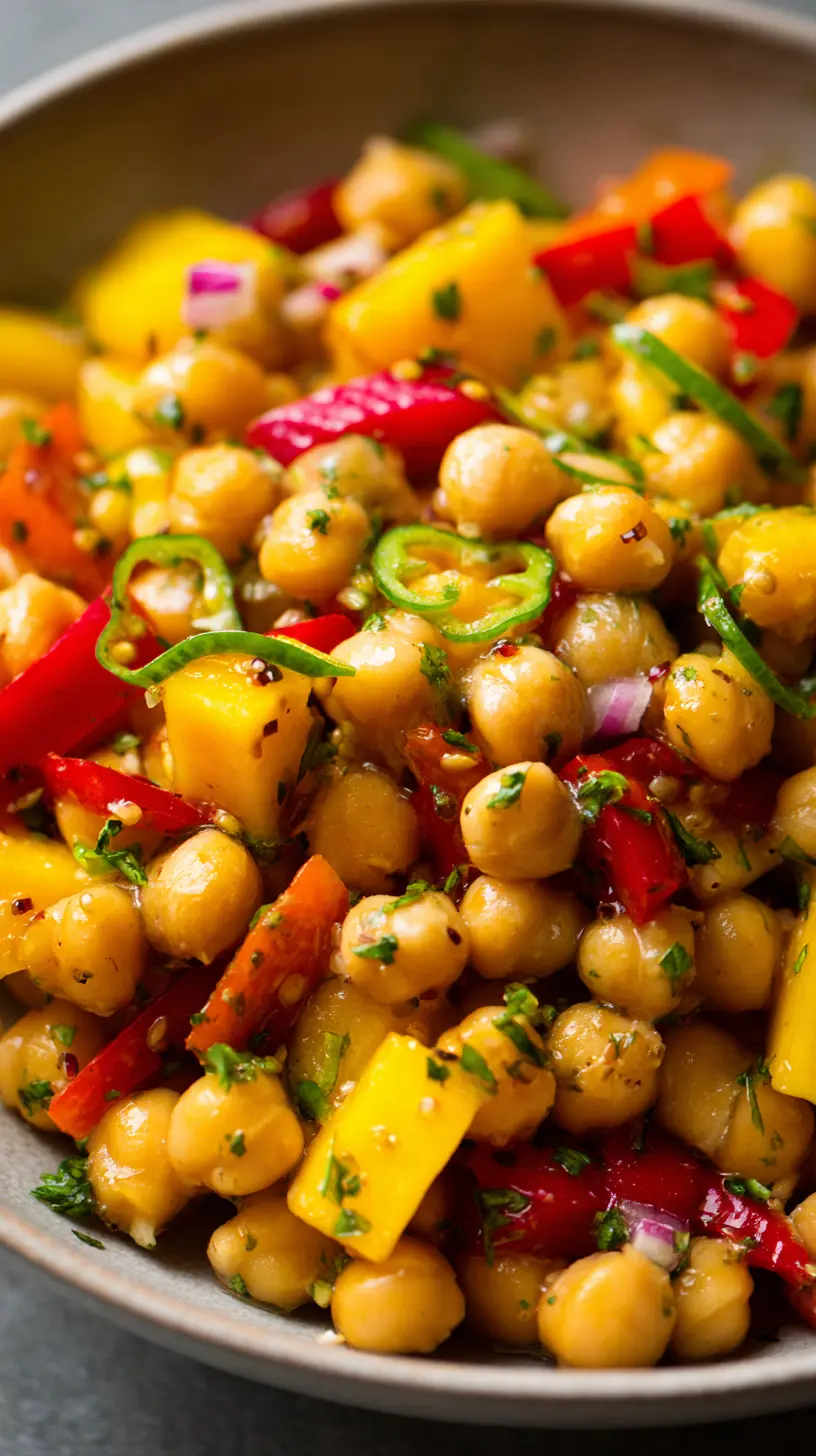 Chickpea Mango Salad with Honey-Jalapeño Dressing Step-by-step preparation of Chickpea Mango Salad with Honey-Jalapeño Dressing (Chickpea Mango Salad)