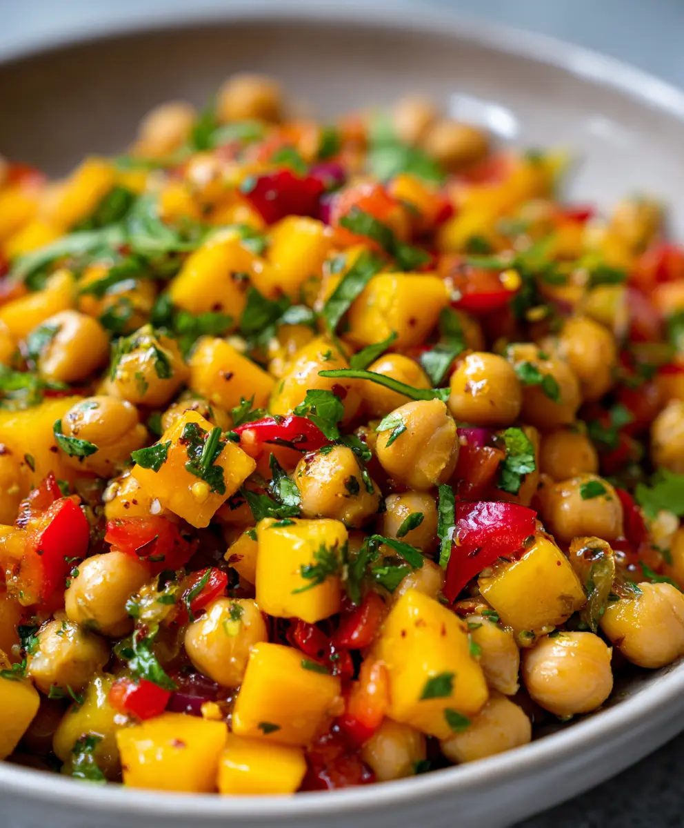Chickpea Mango Salad with Honey-Jalapeño Dressing — homemade Chickpea Mango Salad recipe