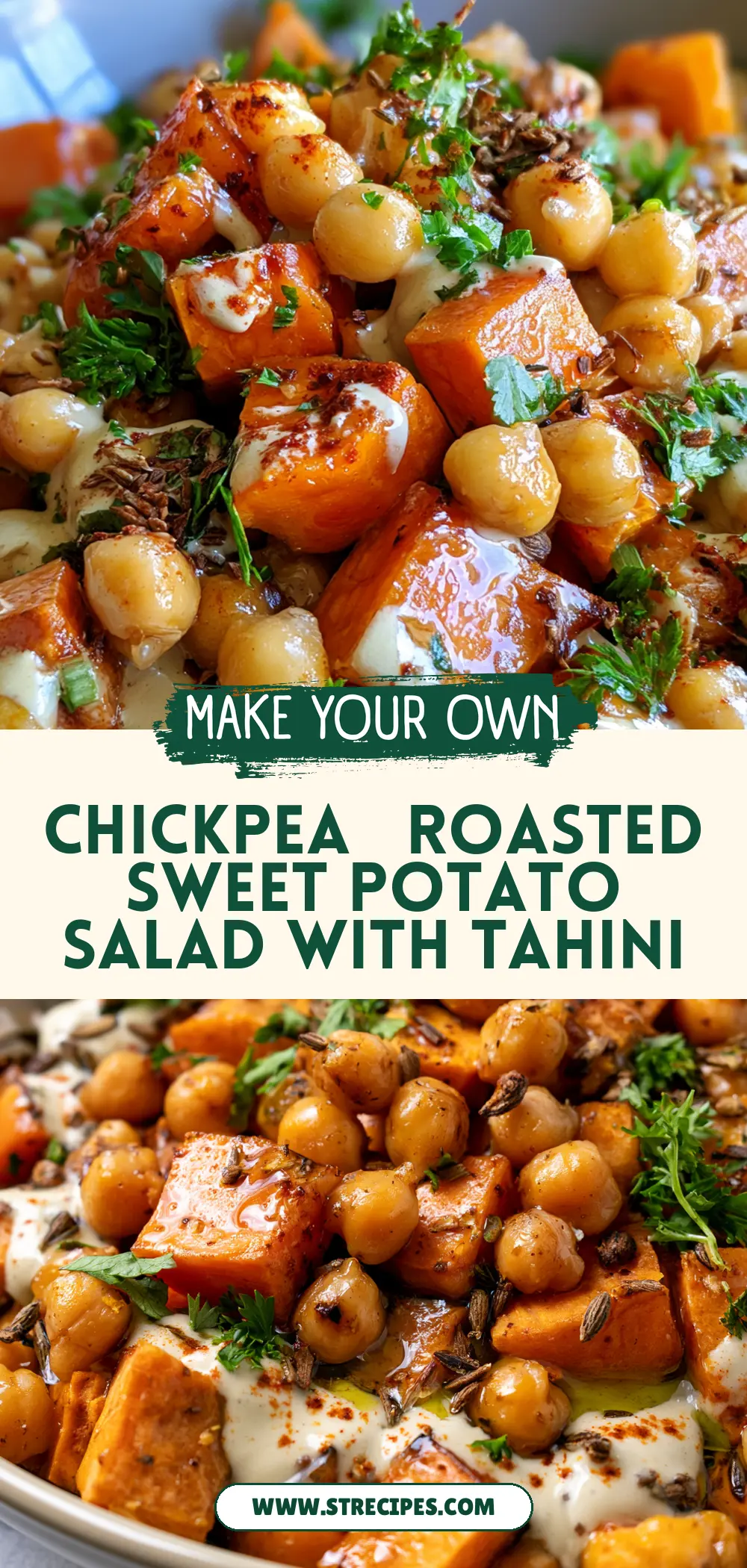 Chickpea & Roasted Sweet Potato Salad with Tahini — homemade Chickpea & Roasted Sweet Potato Salad recipe