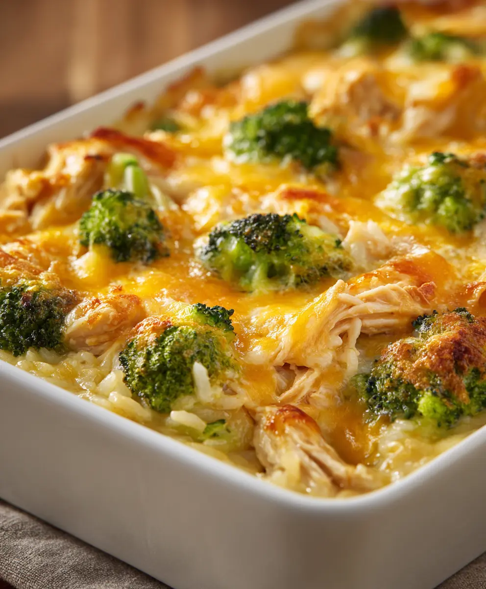 Creamy Chicken Broccoli Rice Casserole — homemade chicken broccoli rice casserole recipe