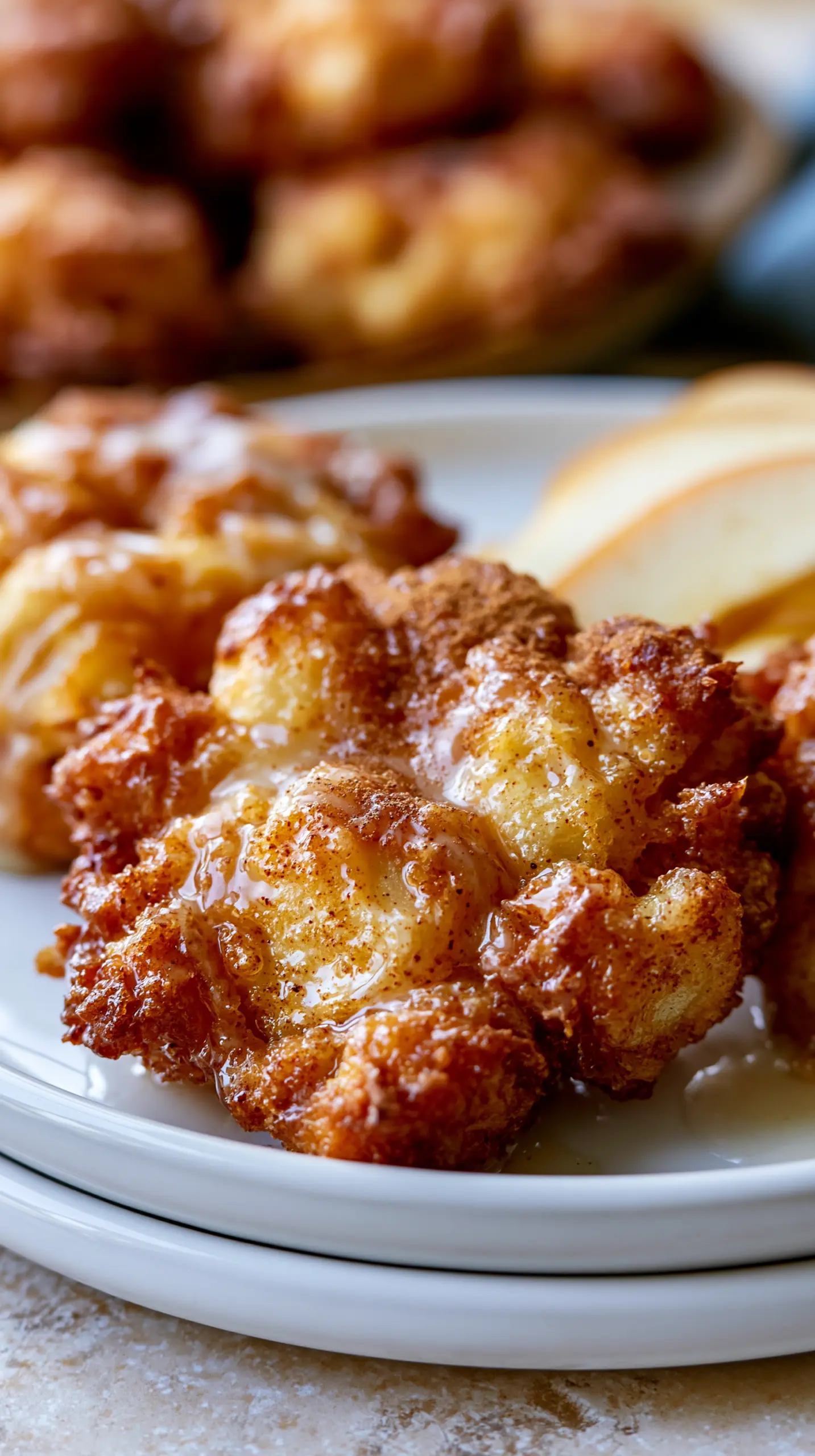 Crispy Edge Baked Apple Fritters Serving suggestion for Crispy Edge Baked Apple Fritters — baked apple fritters