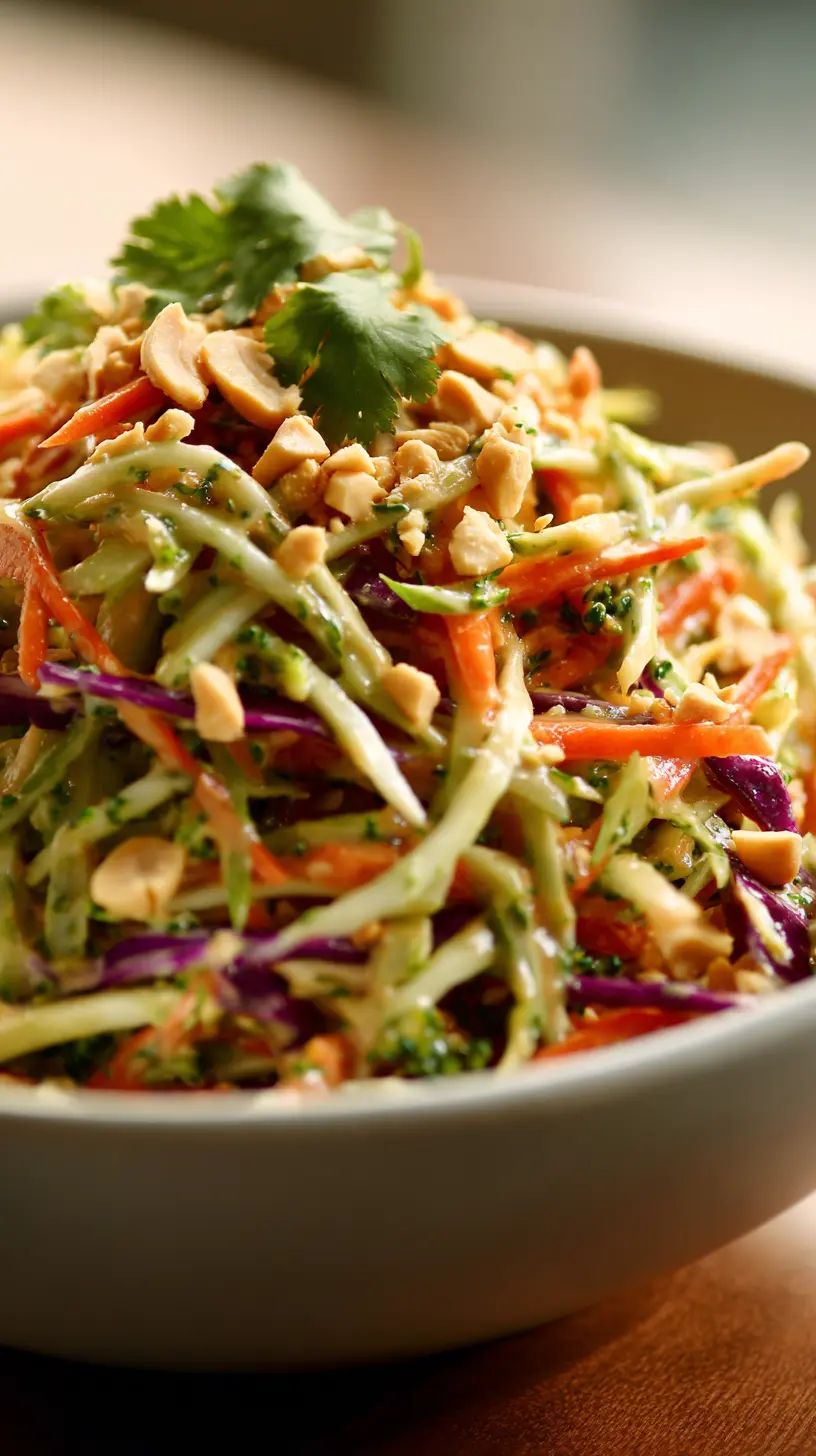Step-by-step preparation of Crunchy Broccoli Slaw with Peanut Dressing (broccoli slaw with peanut dressing)