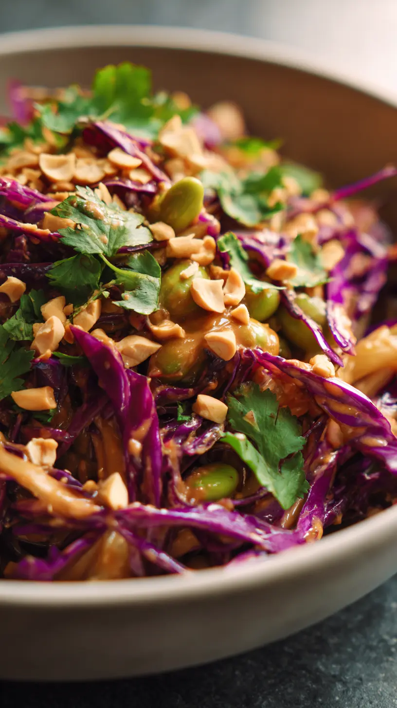 Crunchy Thai Peanut Edamame and Cabbage Slaw Step-by-step preparation of Crunchy Thai Peanut Edamame and Cabbage Slaw (Thai peanut edamame cabbage slaw)