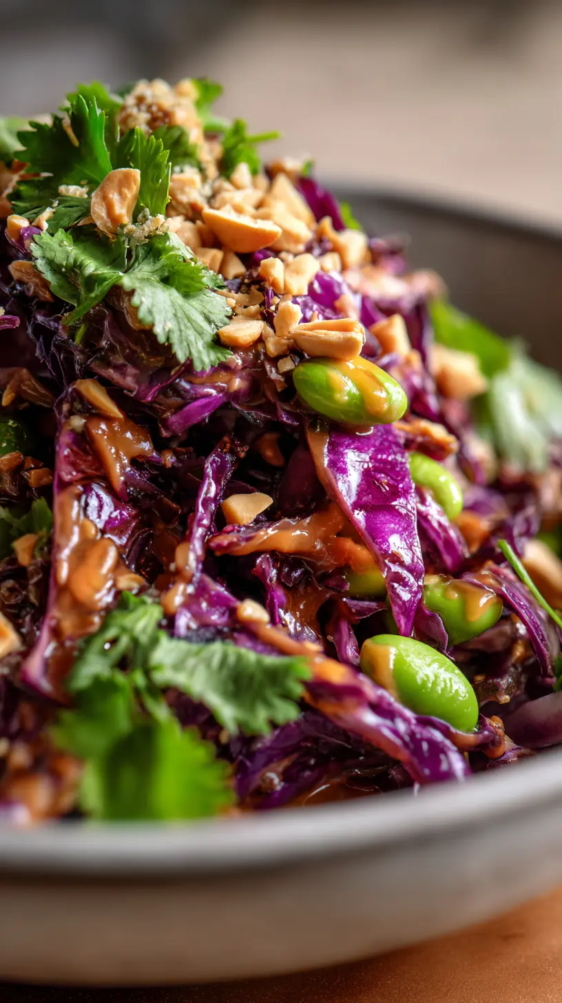 Crunchy Thai Peanut Edamame and Cabbage Slaw Serving suggestion for Crunchy Thai Peanut Edamame and Cabbage Slaw — Thai peanut edamame cabbage slaw