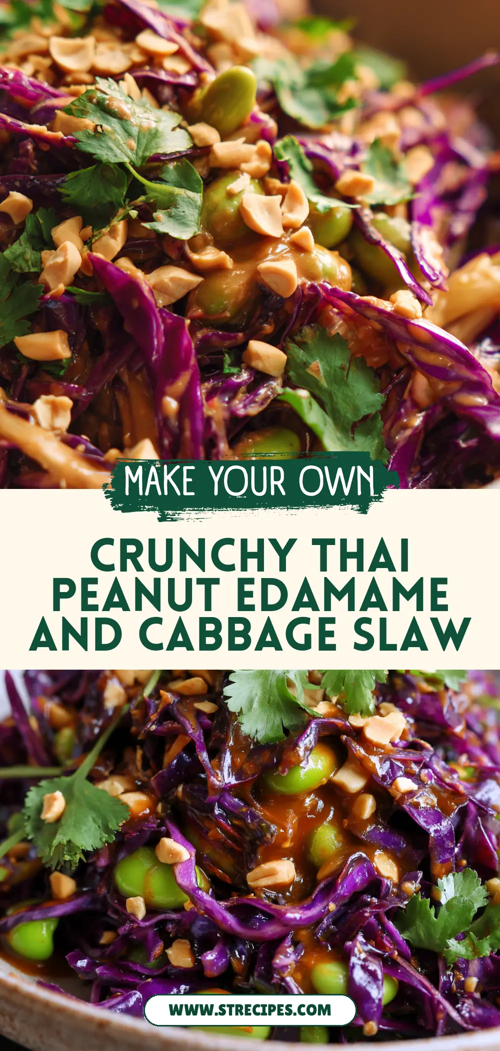 Crunchy Thai Peanut Edamame and Cabbage Slaw Crunchy Thai Peanut Edamame and Cabbage Slaw — homemade Thai peanut edamame cabbage slaw recipe