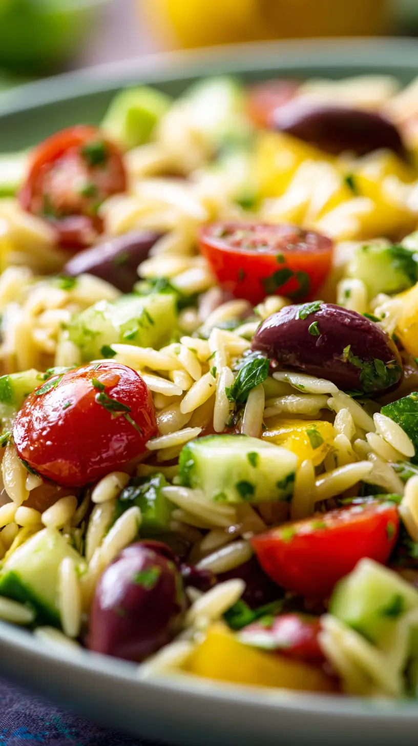 Greek Orzo Salad with Lemon Vinaigrette Step-by-step preparation of Greek Orzo Salad with Lemon Vinaigrette (Greek orzo salad)