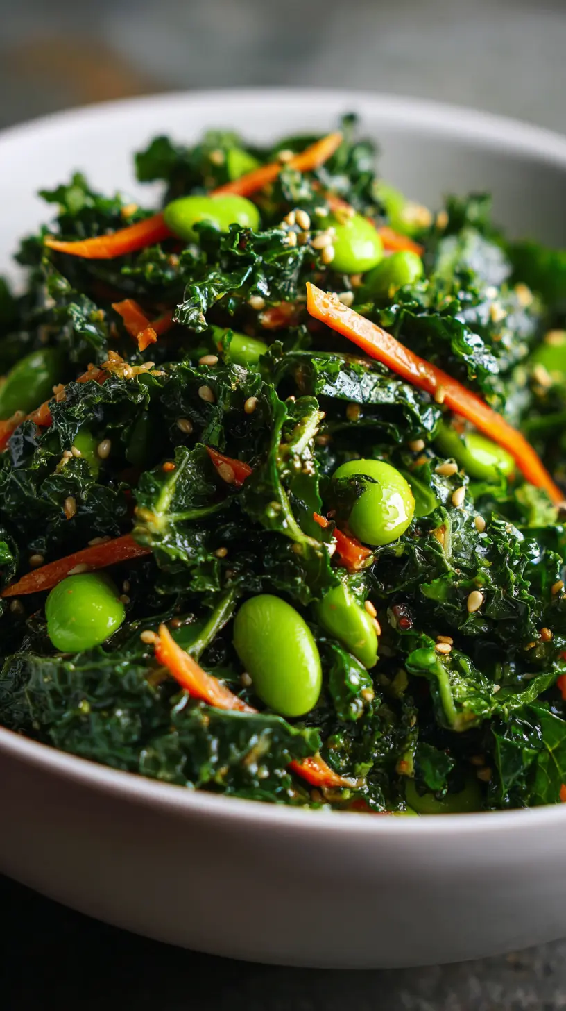 Kale and Edamame Salad with Miso-Sesame Dressing Step-by-step preparation of Kale and Edamame Salad with Miso-Sesame Dressing (Kale and Edamame Salad)