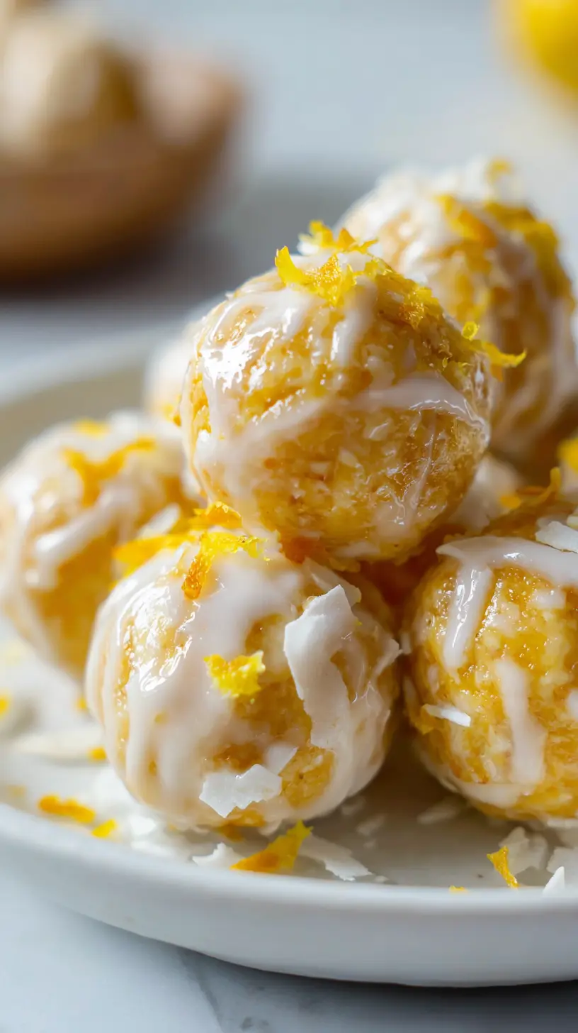 Lemon Coconut Protein Bites Serving suggestion for Lemon Coconut Protein Bites — lemon coconut protein bites