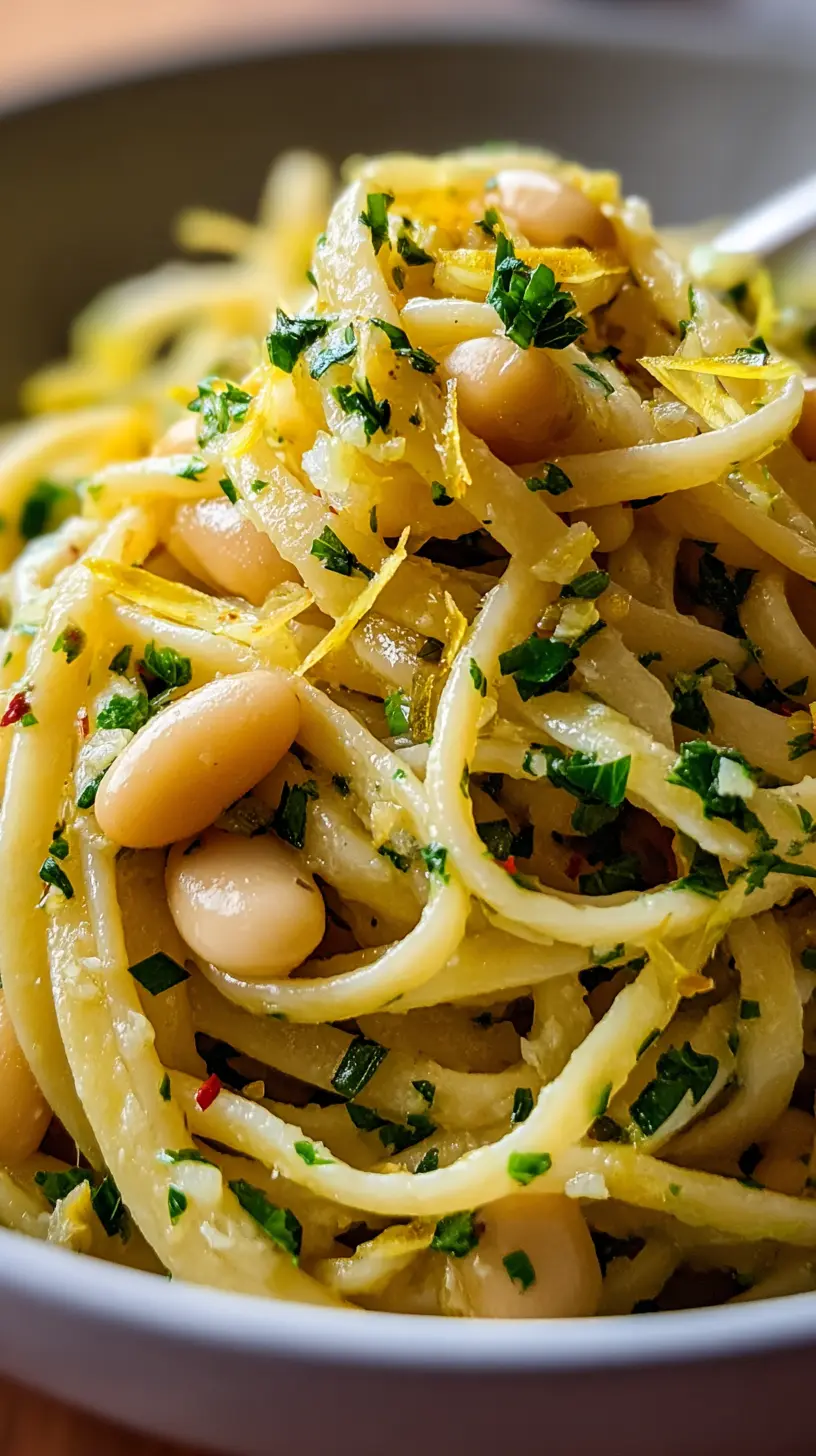 Lemon Garlic White Bean Pasta Step-by-step preparation of Lemon Garlic White Bean Pasta (Lemon Garlic White Bean Pasta)