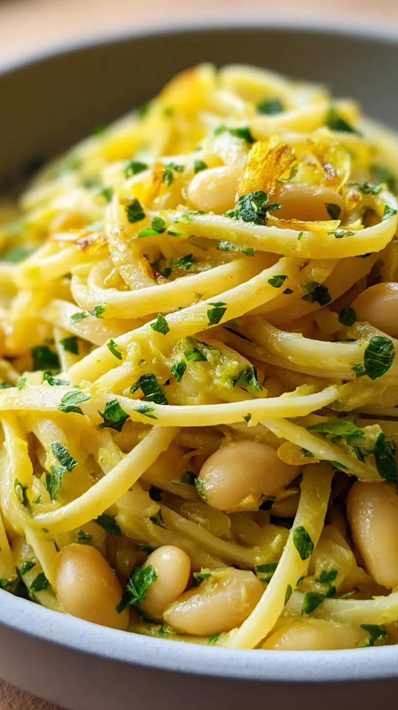 Lemon Garlic White Bean Pasta Serving suggestion for Lemon Garlic White Bean Pasta — Lemon Garlic White Bean Pasta