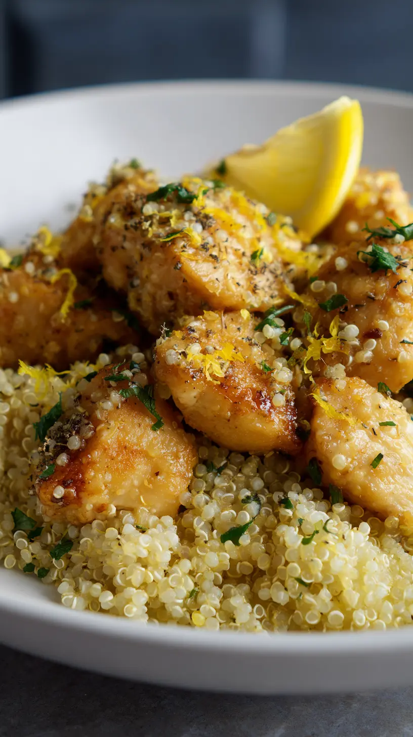 Lemon Herb Chicken & Quinoa Skillet Serving suggestion for Lemon Herb Chicken & Quinoa Skillet — Lemon Herb Chicken & Quinoa Skillet