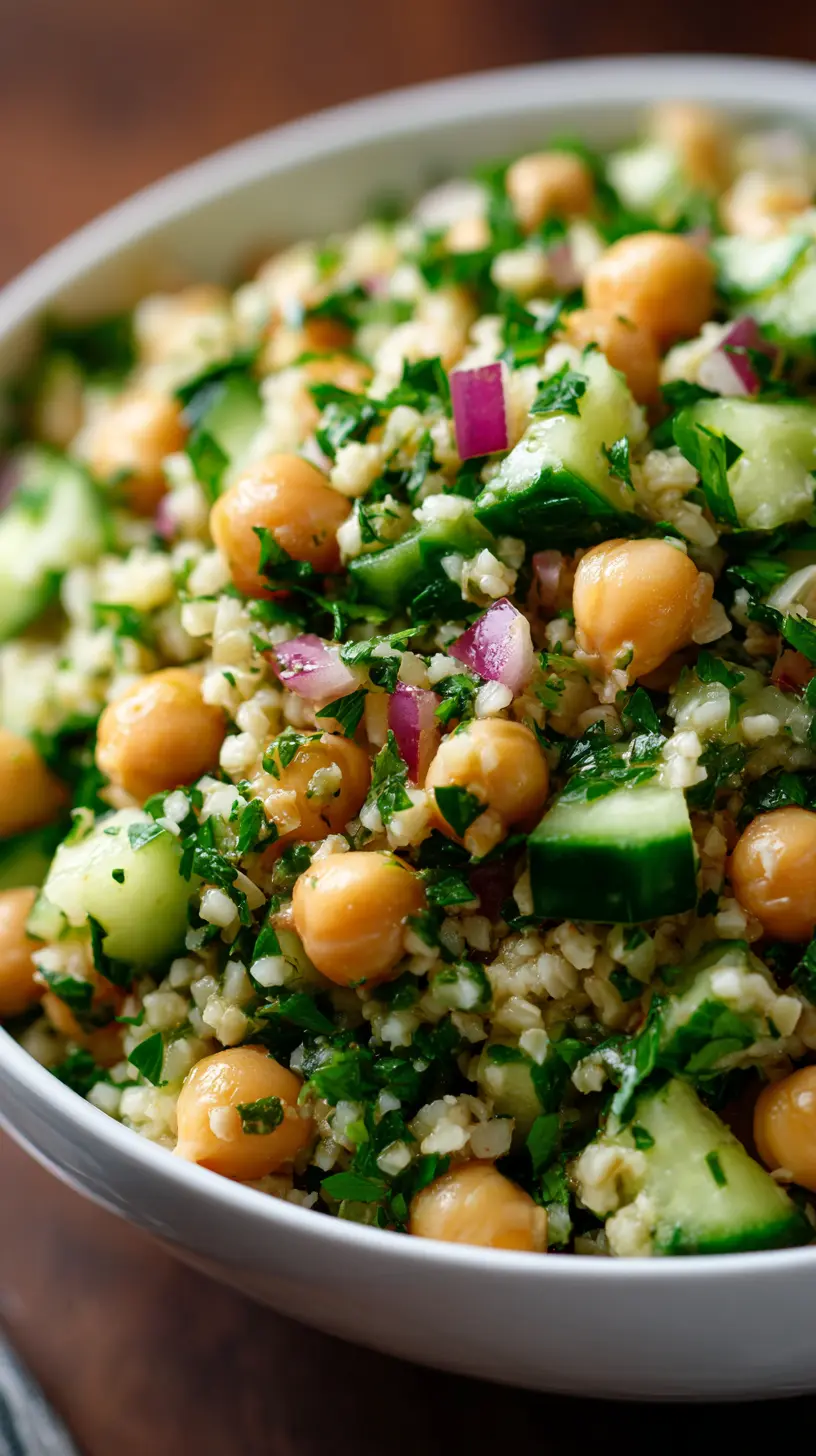 Step-by-step preparation of Lemon Herb Chickpea Tabbouleh (Chickpea Tabbouleh)