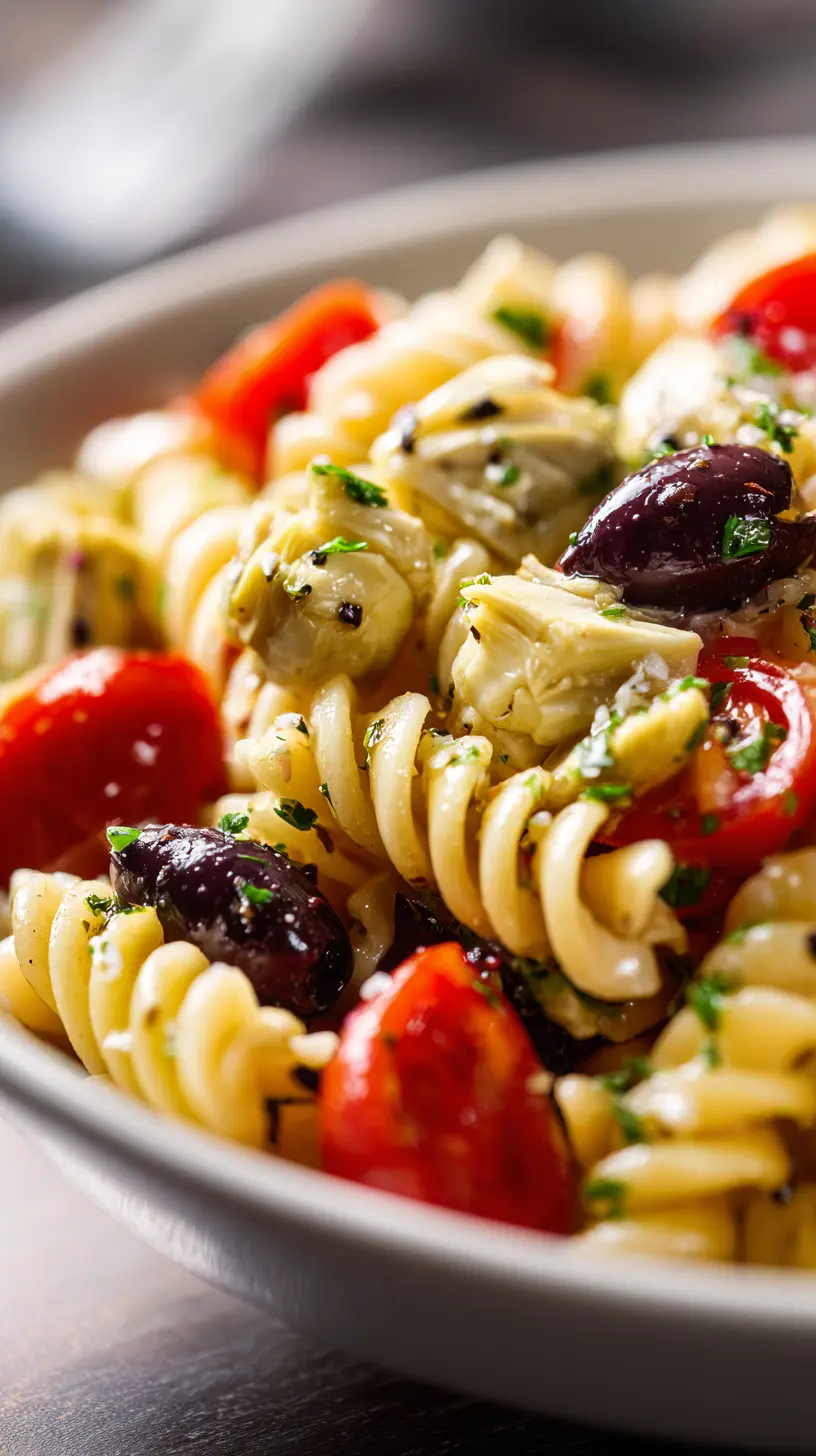 Step-by-step preparation of Mediterranean Pasta Salad with Artichokes & Olives (Mediterranean pasta salad)