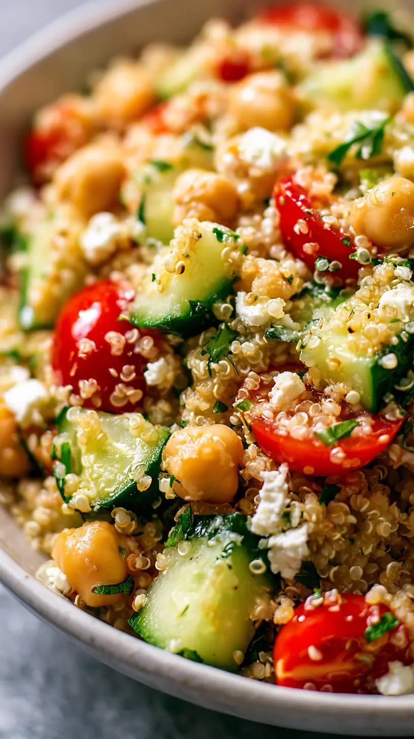Mediterranean Quinoa and Chickpea Salad with Lemon Herb Dressing Step-by-step preparation of Mediterranean Quinoa and Chickpea Salad with Lemon Herb Dressing (Mediterranean quinoa and chickp