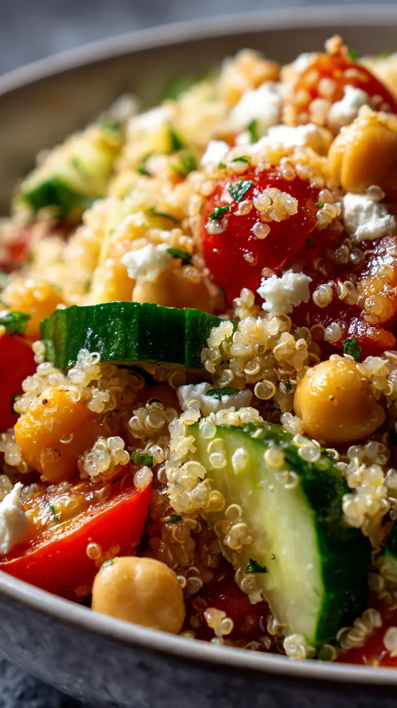 Mediterranean Quinoa and Chickpea Salad with Lemon Herb Dressing Serving suggestion for Mediterranean Quinoa and Chickpea Salad with Lemon Herb Dressing — Mediterranean quinoa and chickpea s