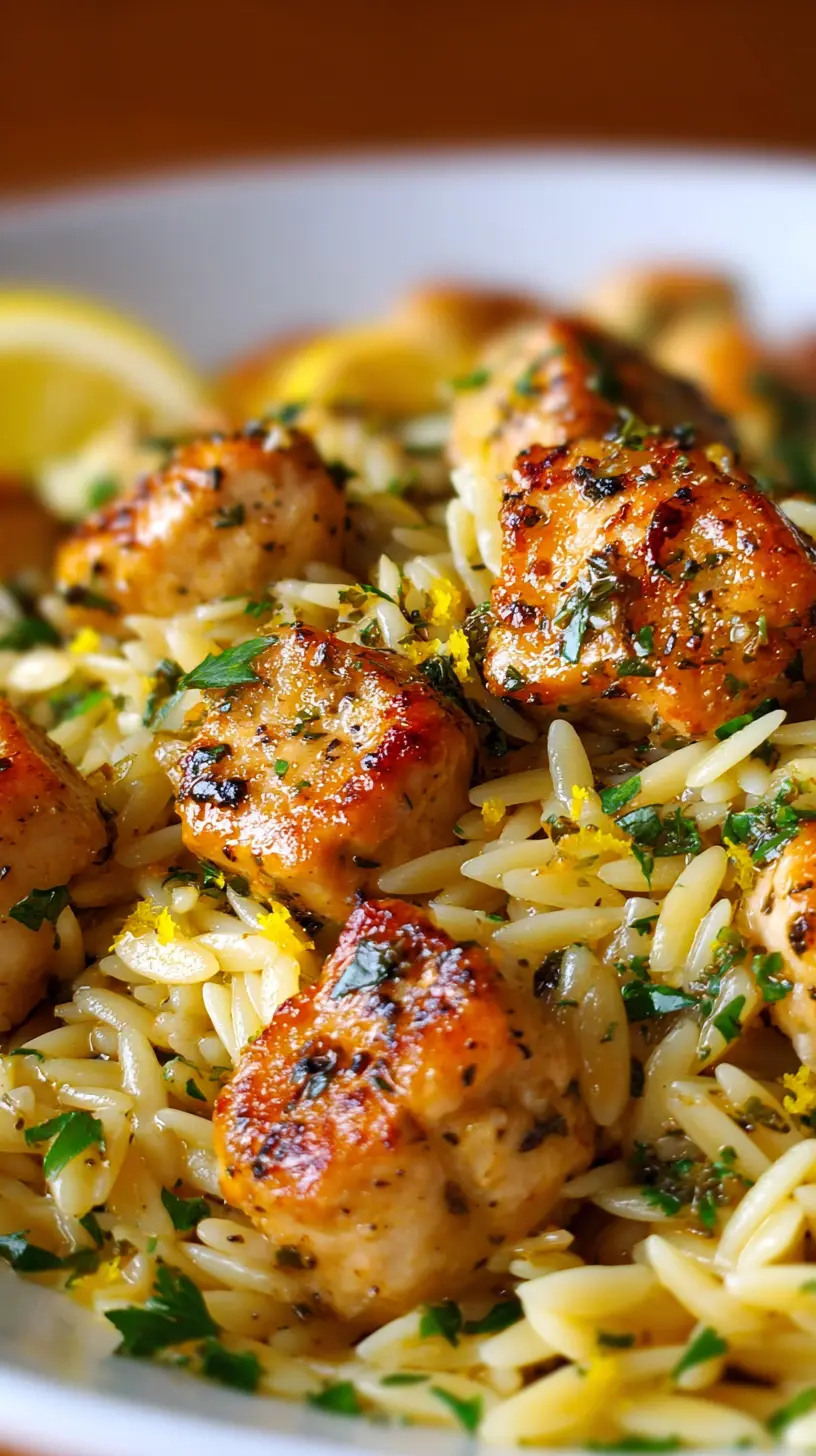 Step-by-step preparation of One-Pan Lemon Herb Chicken & Orzo (one-pan lemon herb chicken and orzo)