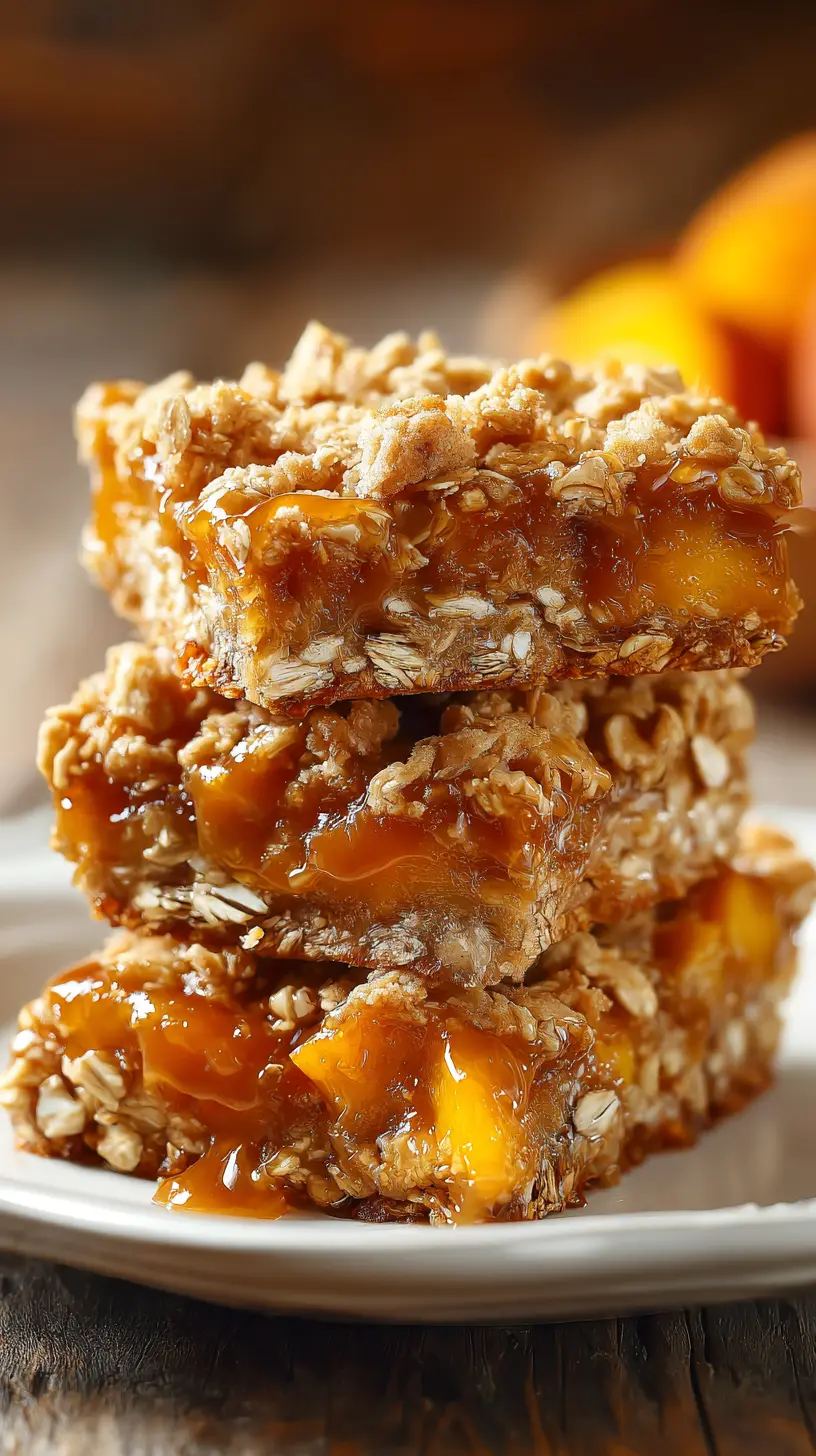 Peach Cobbler Oatmeal Bars Serving suggestion for Peach Cobbler Oatmeal Bars — Peach Cobbler Oatmeal Bars