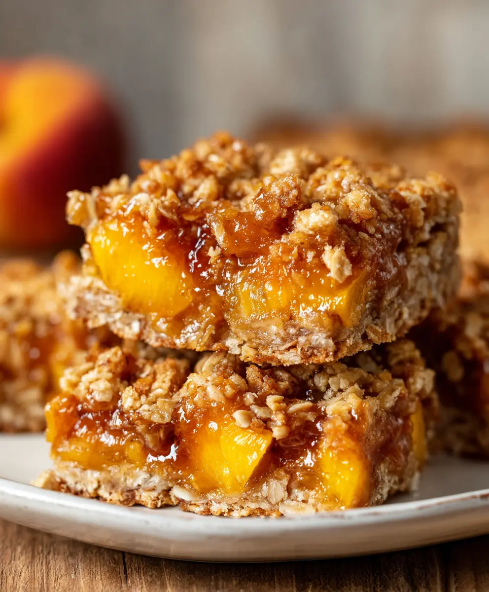 Peach Cobbler Oatmeal Bars — homemade Peach Cobbler Oatmeal Bars recipe