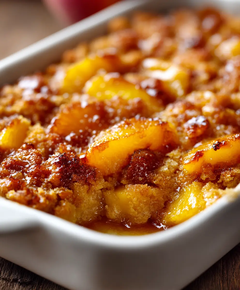 Peach Dump Cake — homemade peach dump cake recipe