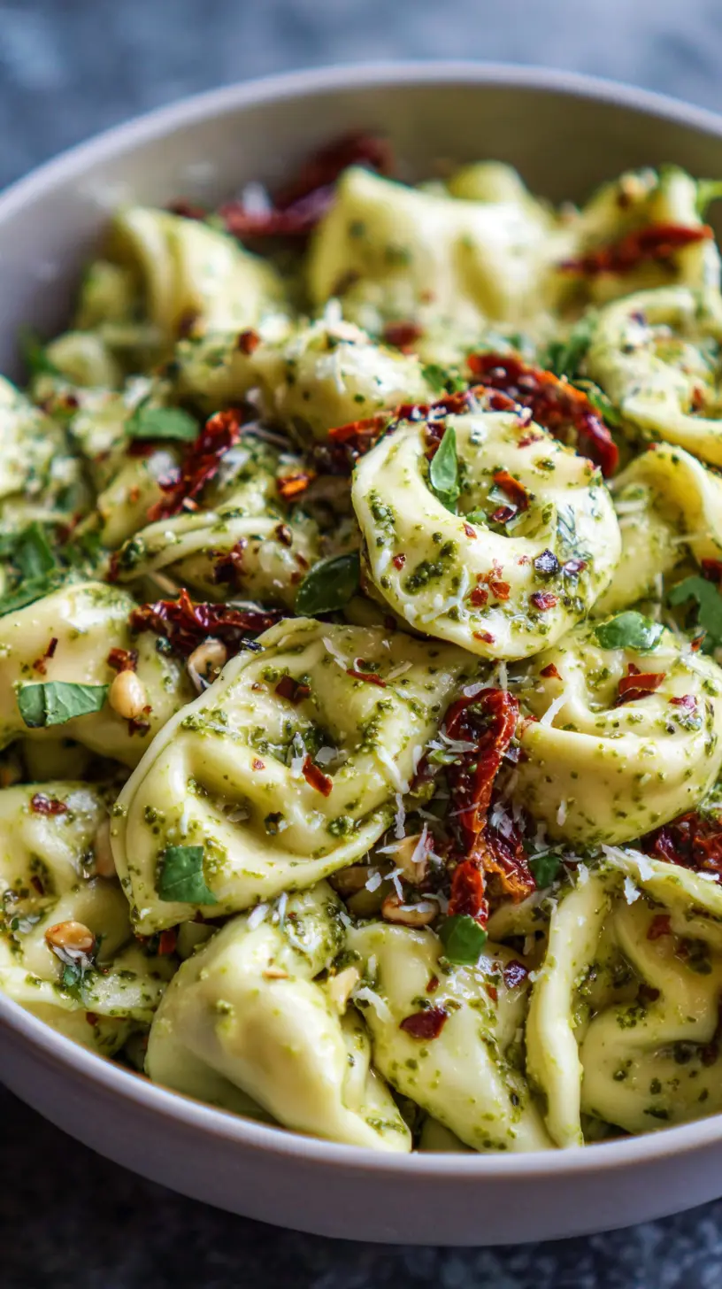 Step-by-step preparation of Pesto Tortellini Salad with Sun-Dried Tomatoes (Pesto Tortellini Salad)