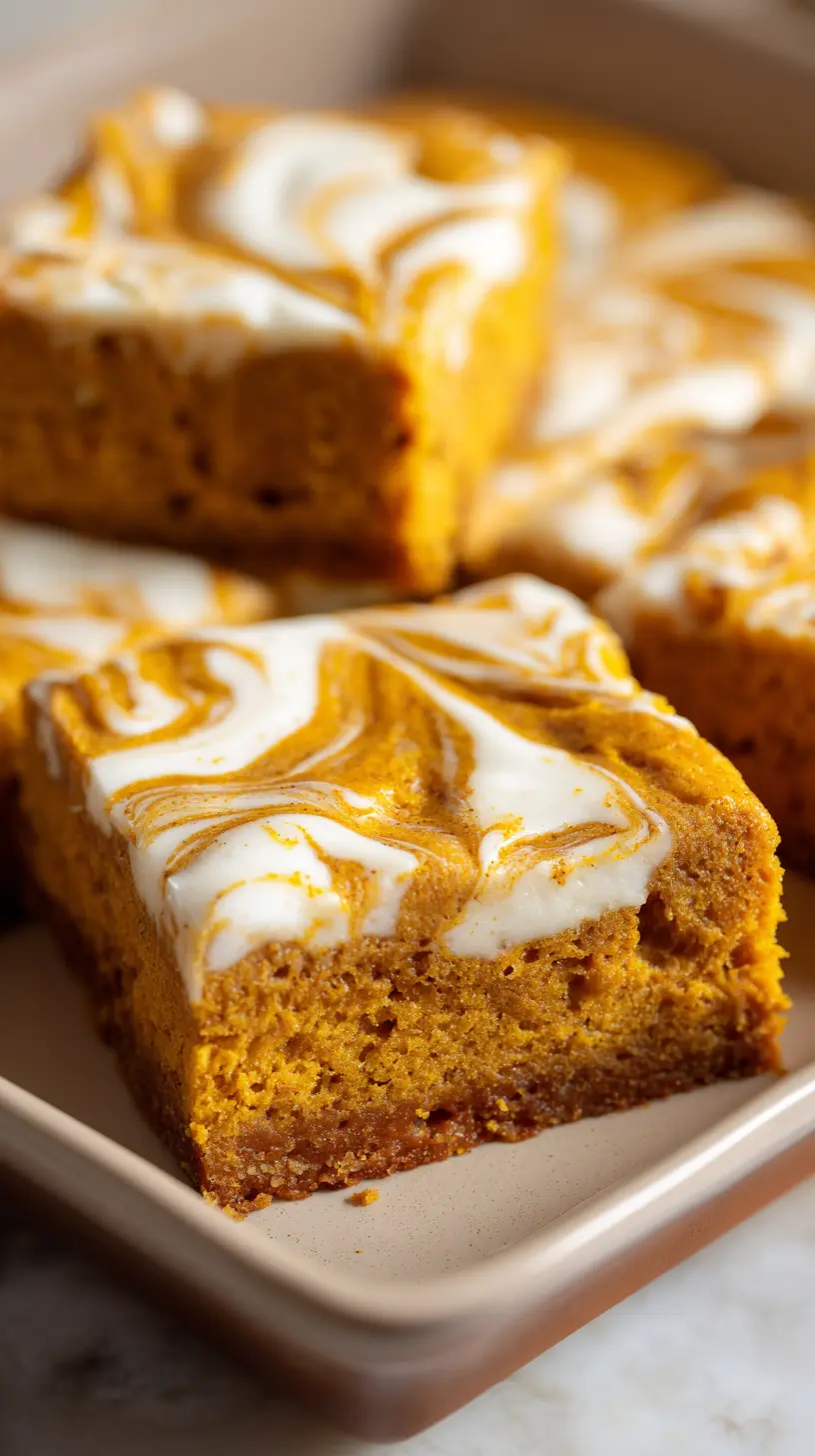 Pumpkin Cream Cheese Bars Serving suggestion for Pumpkin Cream Cheese Bars — pumpkin cream cheese bars