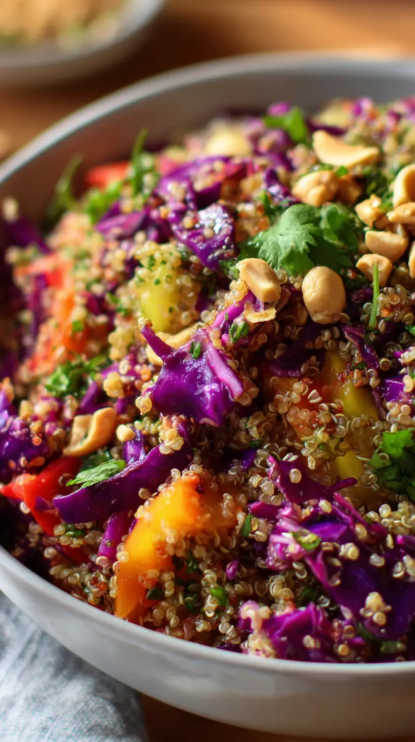 Rainbow Quinoa Salad with Peanut Dressing Serving suggestion for Rainbow Quinoa Salad with Peanut Dressing — Rainbow Quinoa Salad