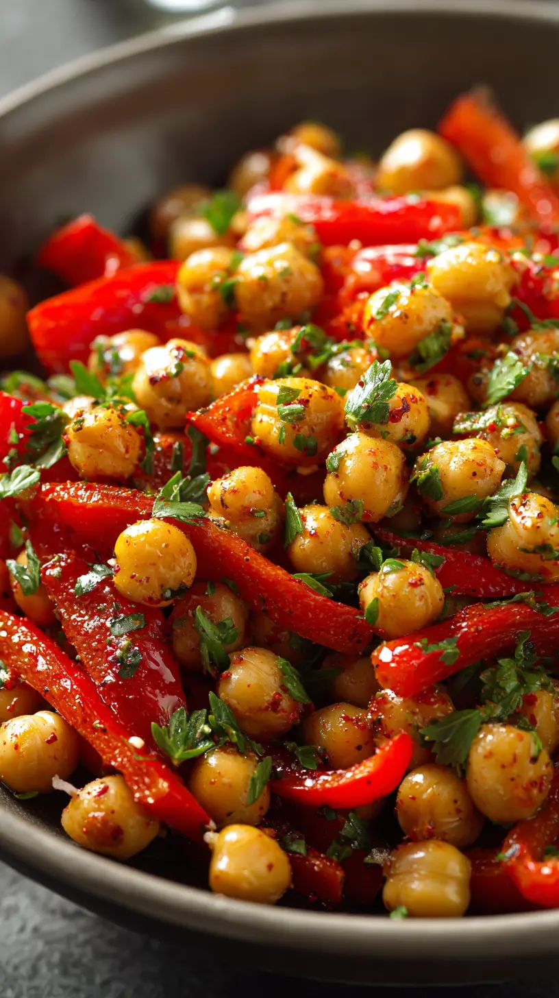 Roasted Red Pepper & Chickpea Salad with Smoked Paprika Step-by-step preparation of Roasted Red Pepper & Chickpea Salad with Smoked Paprika (roasted red pepper and chickpea salad)