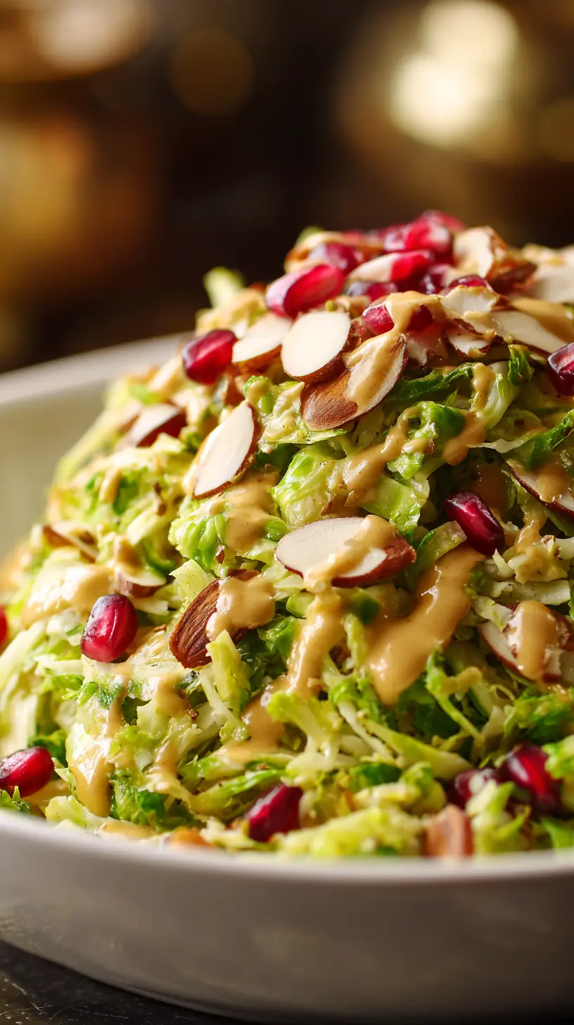 Shredded Brussels Sprout Salad with Tahini Serving suggestion for Shredded Brussels Sprout Salad with Tahini — shredded Brussels sprout salad